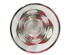 Set of 6 Vintage Geometric Cocktail Glasses in Red & Black Enamel with 22k Gold