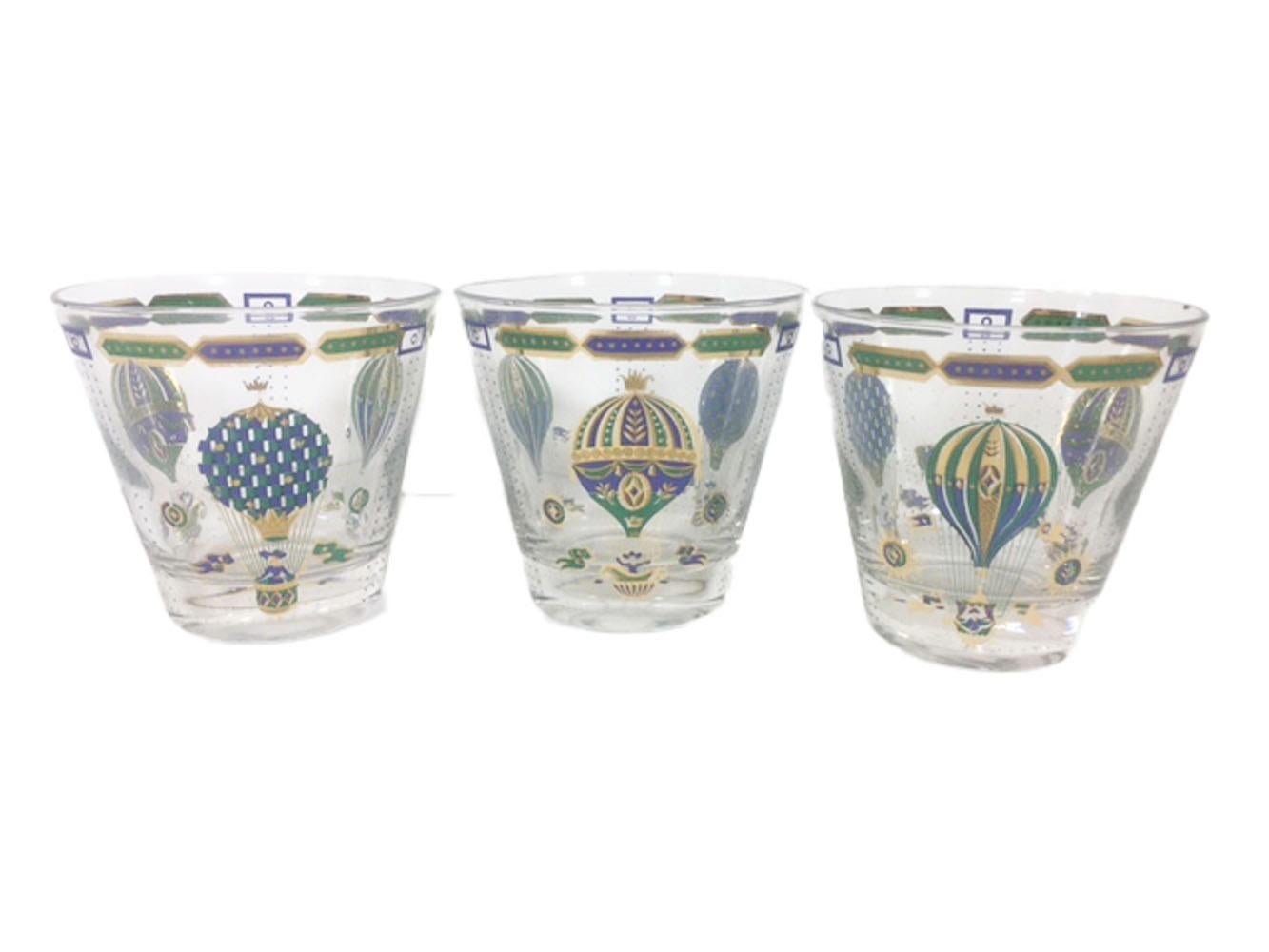American Set of 6 Vintage Georges Briard Old Fashioned Glasses in the Fancy Free Pattern