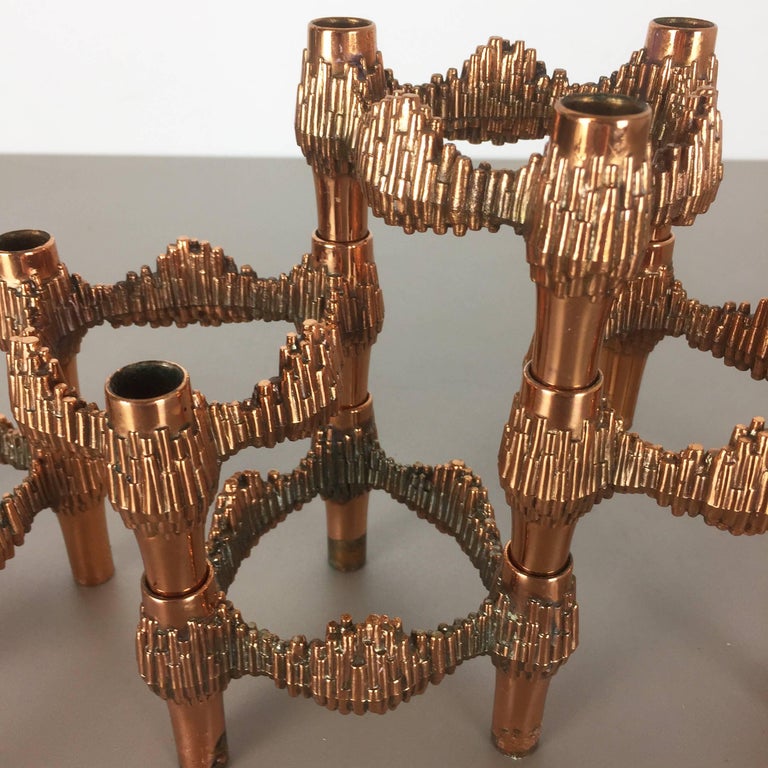 Set of Six Vintage German Copper Variomaster Candleholder Elements