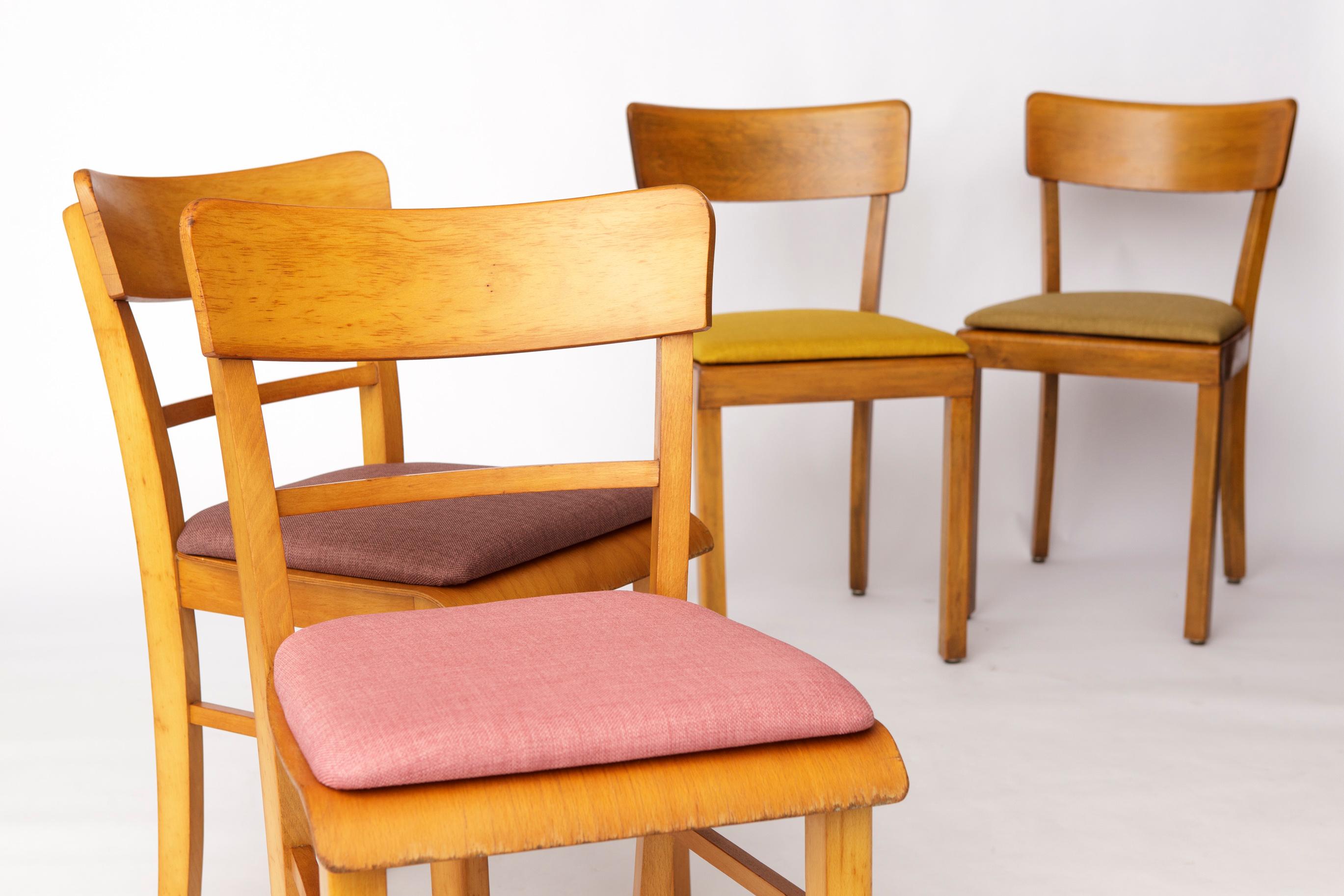 Juego de 6 sillas de comedor alemanas vintage, años 50-1960  Marcos de Madera de Haya en venta 3