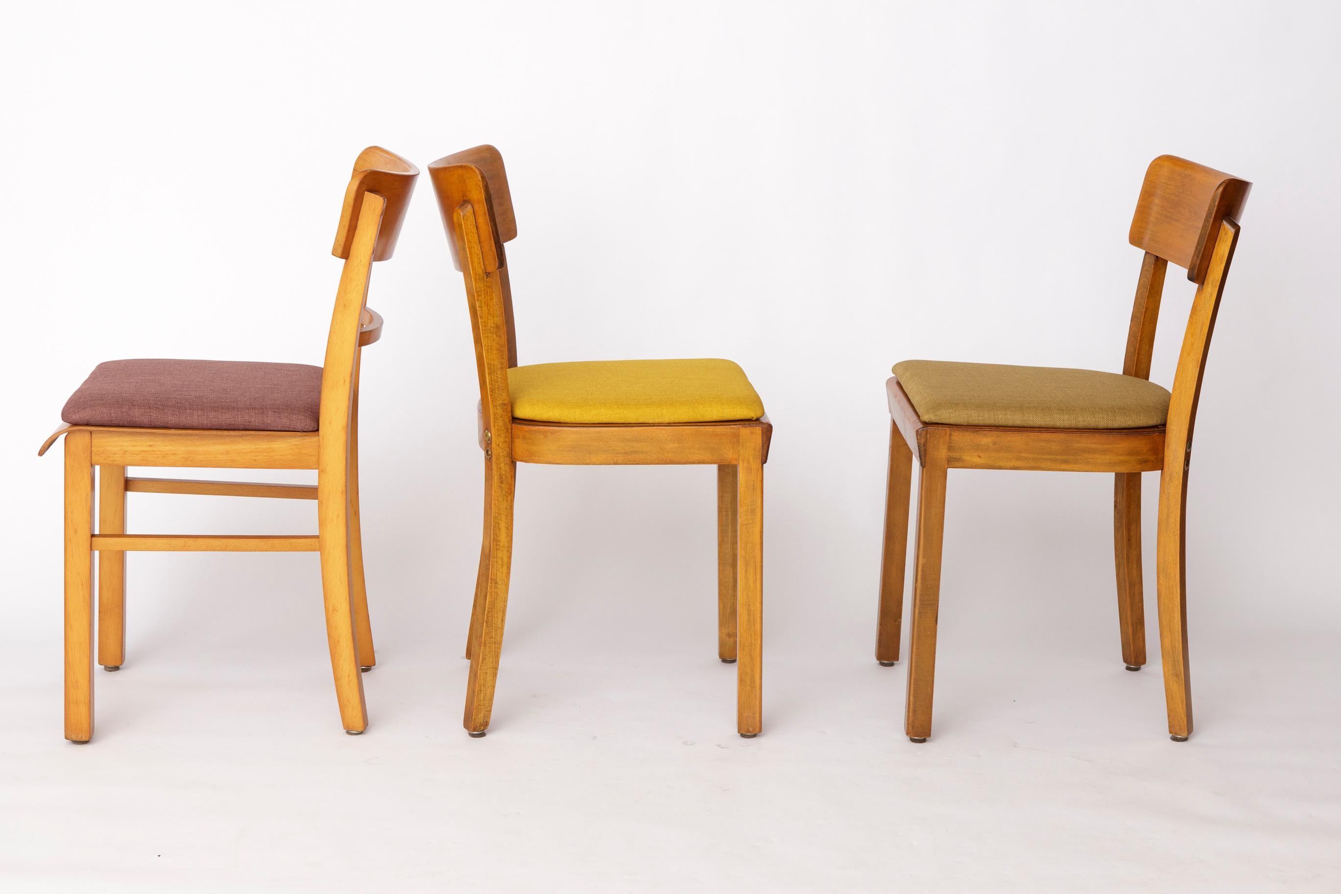 Juego de 6 sillas de comedor alemanas vintage, años 50-1960  Marcos de Madera de Haya en venta 4