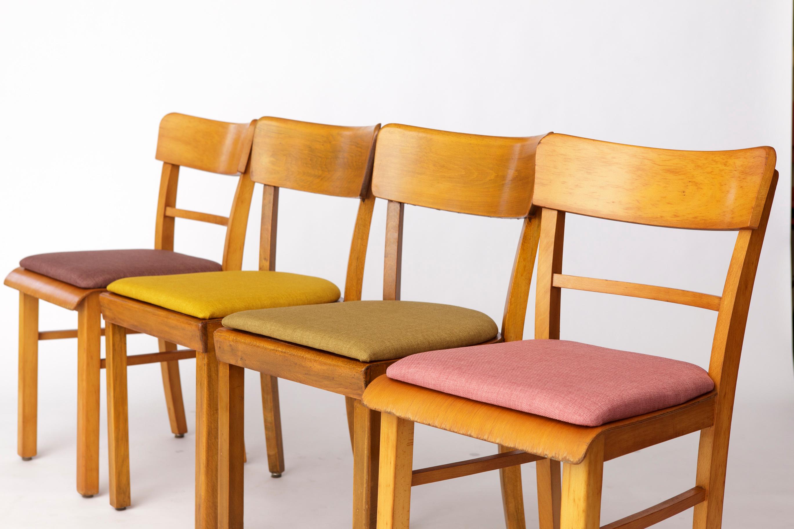 Juego de 6 sillas de comedor alemanas vintage, años 50-1960  Marcos de Madera de Haya en venta 5