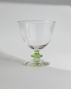 Set of 6 Vintage Green Bubble Stem Cocktail Murano Glasses, Italy, 1970s