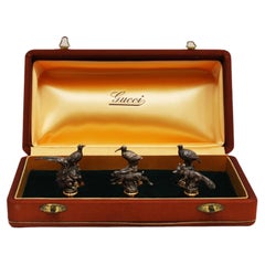 Set of 6 Vintage Gucci Italian Sterling Silver Place Card Holders Circa 1960