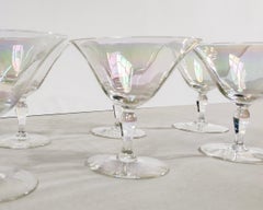 Set di 6 bicchieri vintage soffiati a mano con lustro iridescente Tulipano 1930