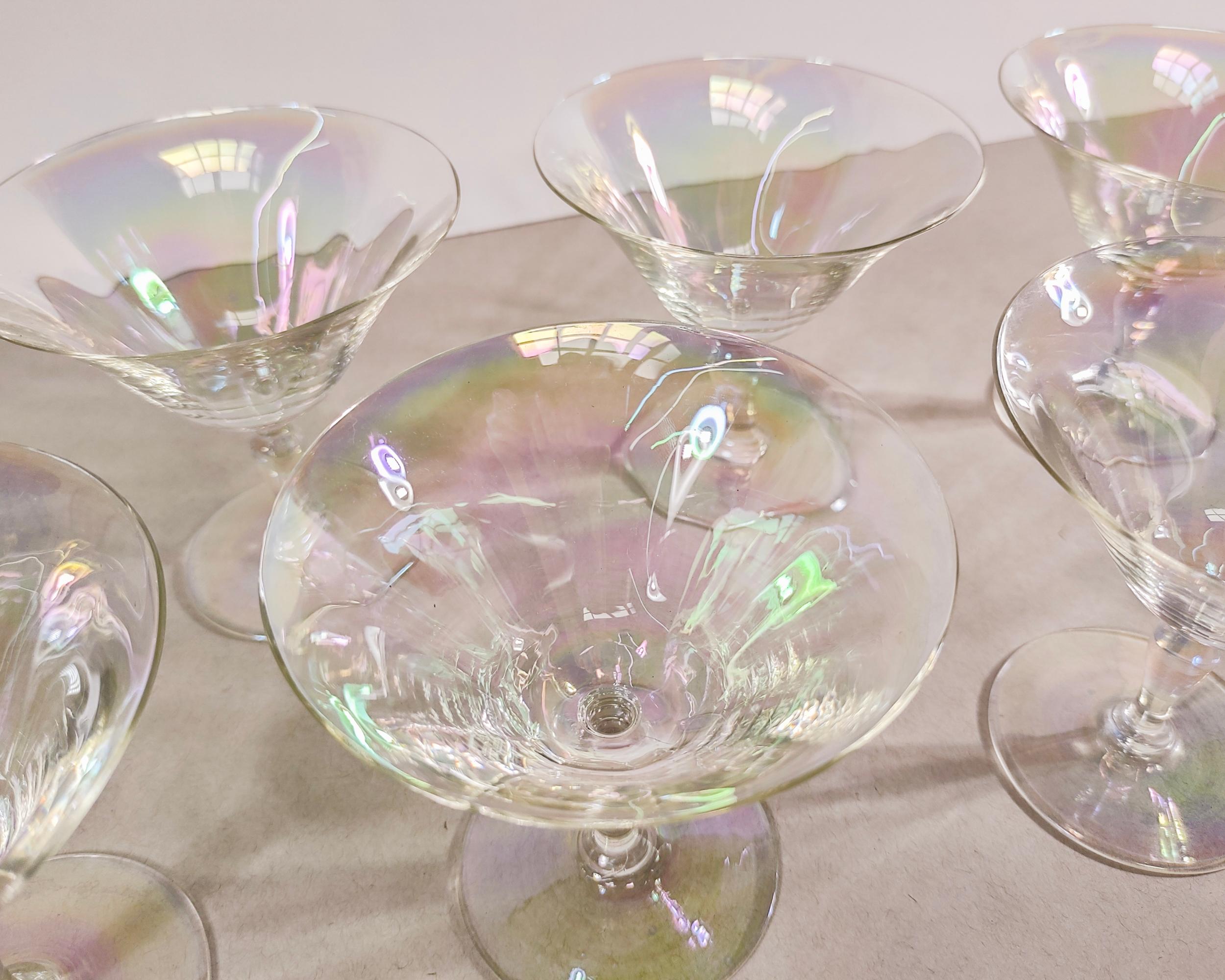 vintage iridescent champagne glasses