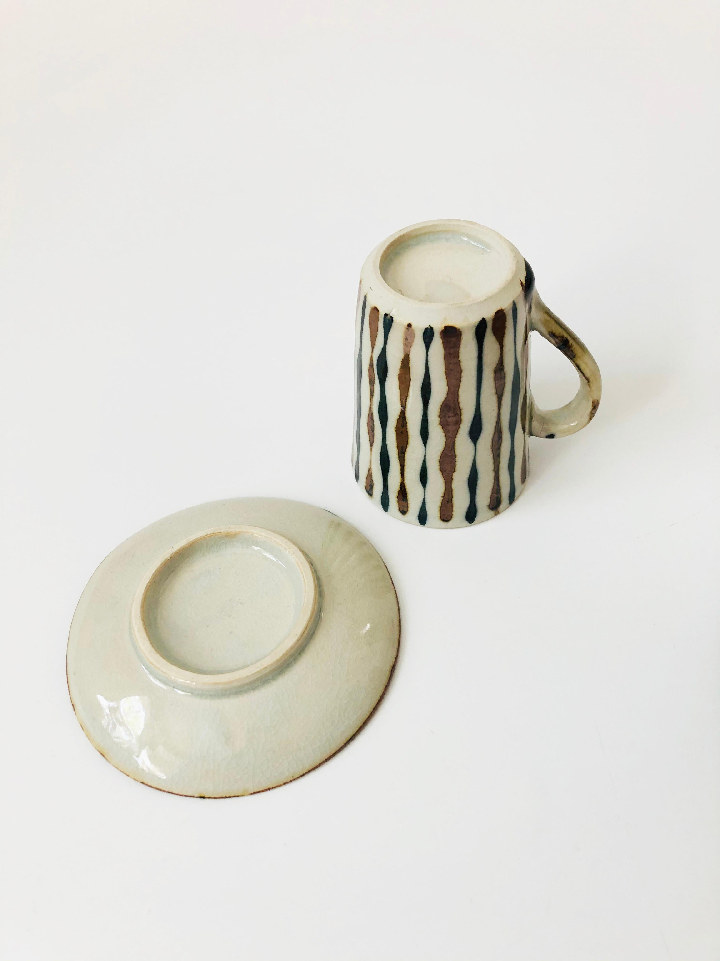 20th Century Set of 6 Vintage Handmade Pottery Demitasse Mugs
