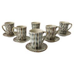 Set of 6 Vintage Handmade Pottery Demitasse Mugs