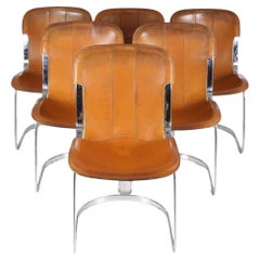 Set of 6 Vintage Havana Leather Chairs by Willy Rizzo