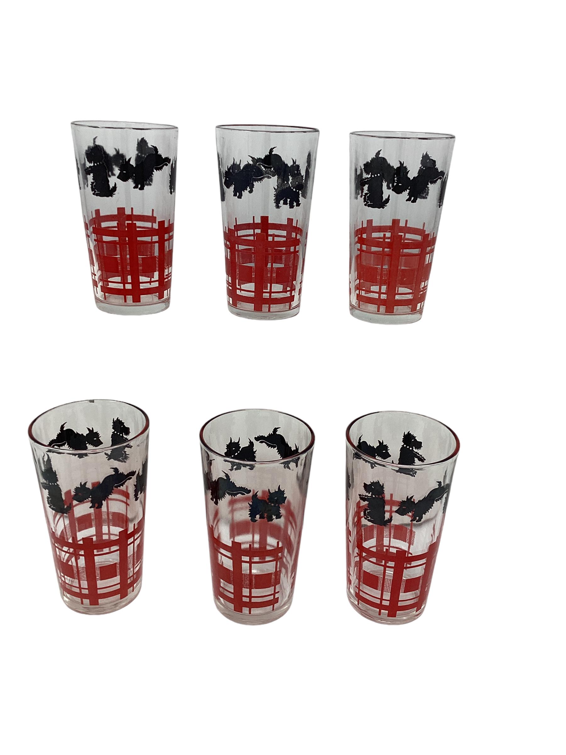 Glass Set of 6 Vintage Hazel-Atlas Scotty Dog Tumblers  For Sale