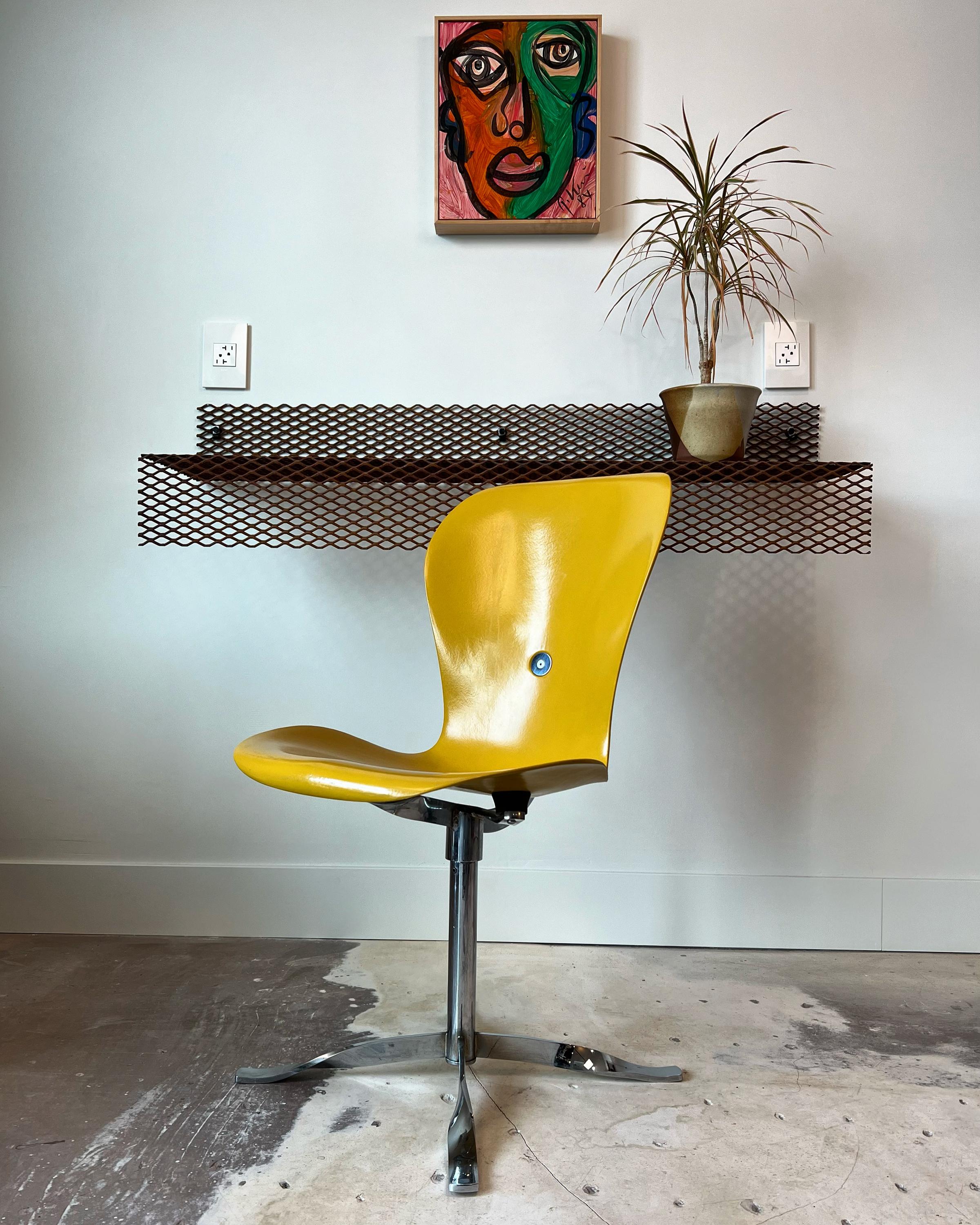 Set of 6 Ion chairs by Gideon Kramer for American Desk Co. Originally designed for the 1962 Worlds Fair in Seattle. Extremely well built and in great condition. A few small scuffs and spots of stressed fiberglass from normal wear and use. The chrome
