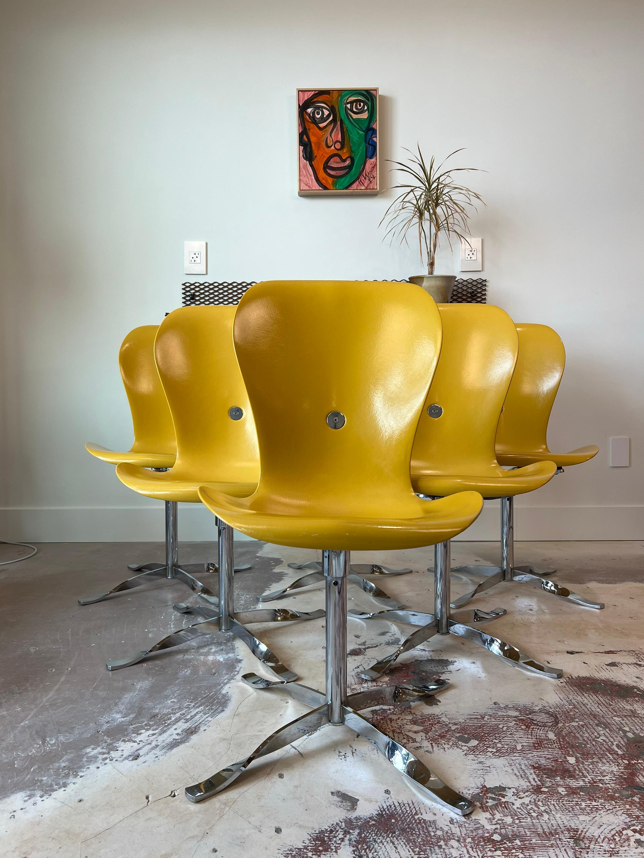 Mid-Century Modern Set of 6 Vintage Ion Chairs by Gideon Kramer for American Desk Co.
