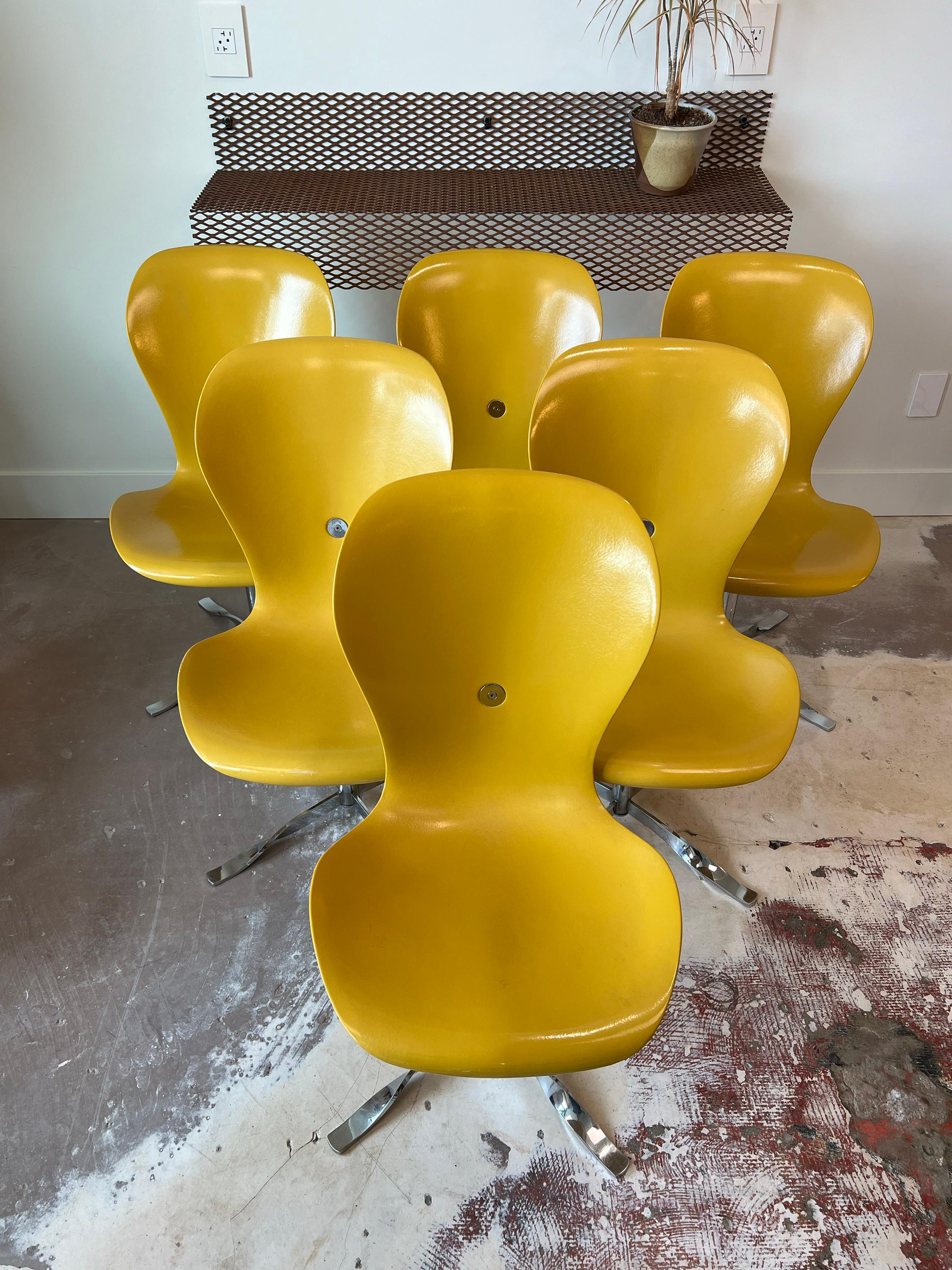 Molded Set of 6 Vintage Ion Chairs by Gideon Kramer for American Desk Co.