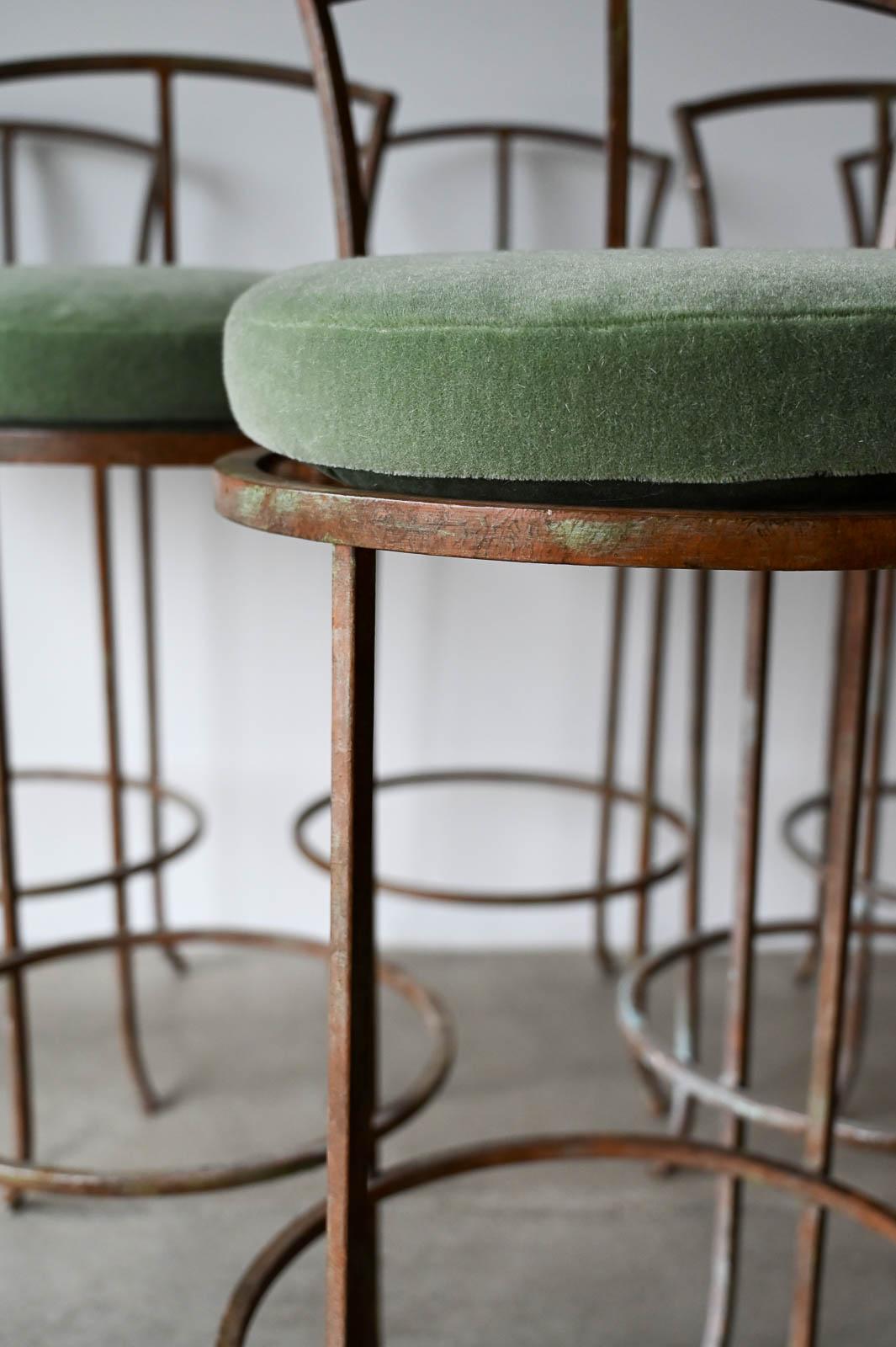 Set of 6 Vintage Iron and Mohair Barstools 5