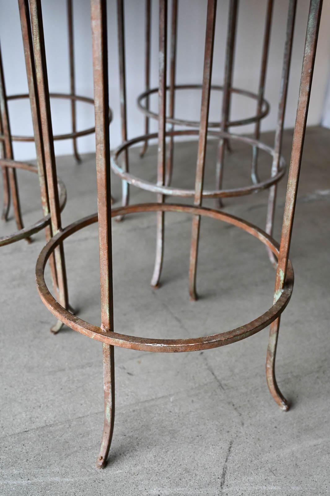 Set of 6 Vintage Iron and Mohair Barstools 1