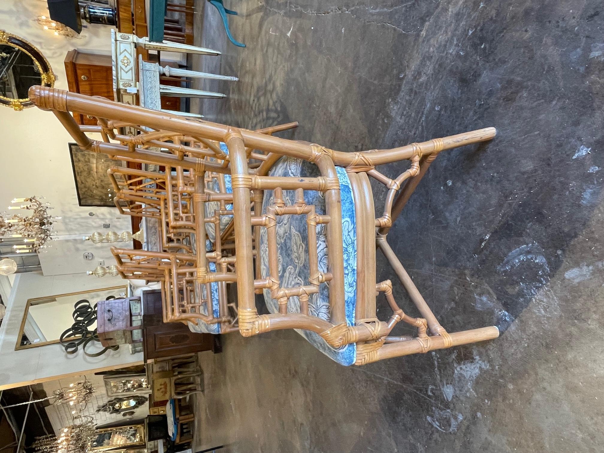 Set of 6 Vintage Italian Bamboo Armchairs For Sale 3