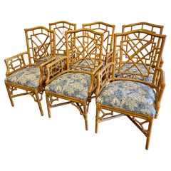 Ensemble de 6 fauteuils italiens vintage en bambou