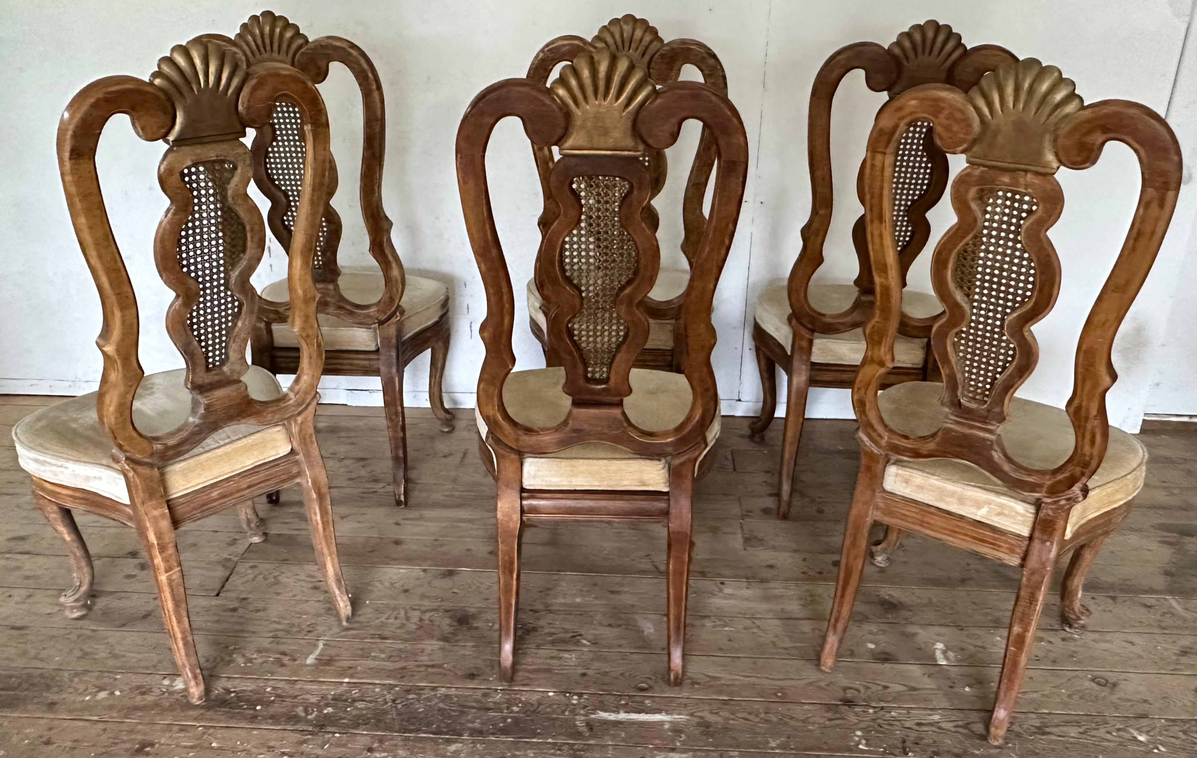 Set of 6 Vintage Italian Baroque Style Dining Room Side Chairs For Sale 5