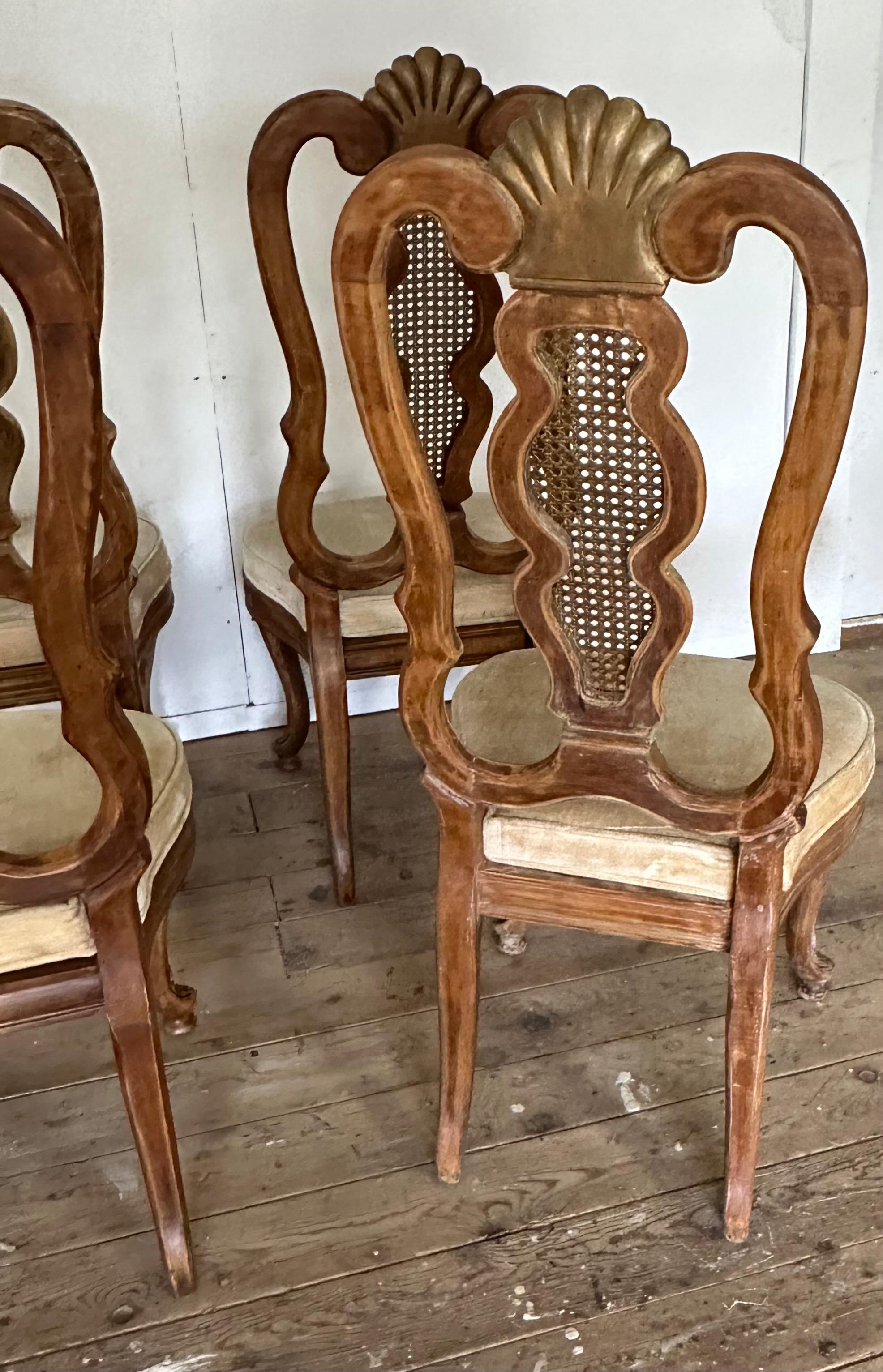 Set of 6 Vintage Italian Baroque Style Dining Room Side Chairs For Sale 6
