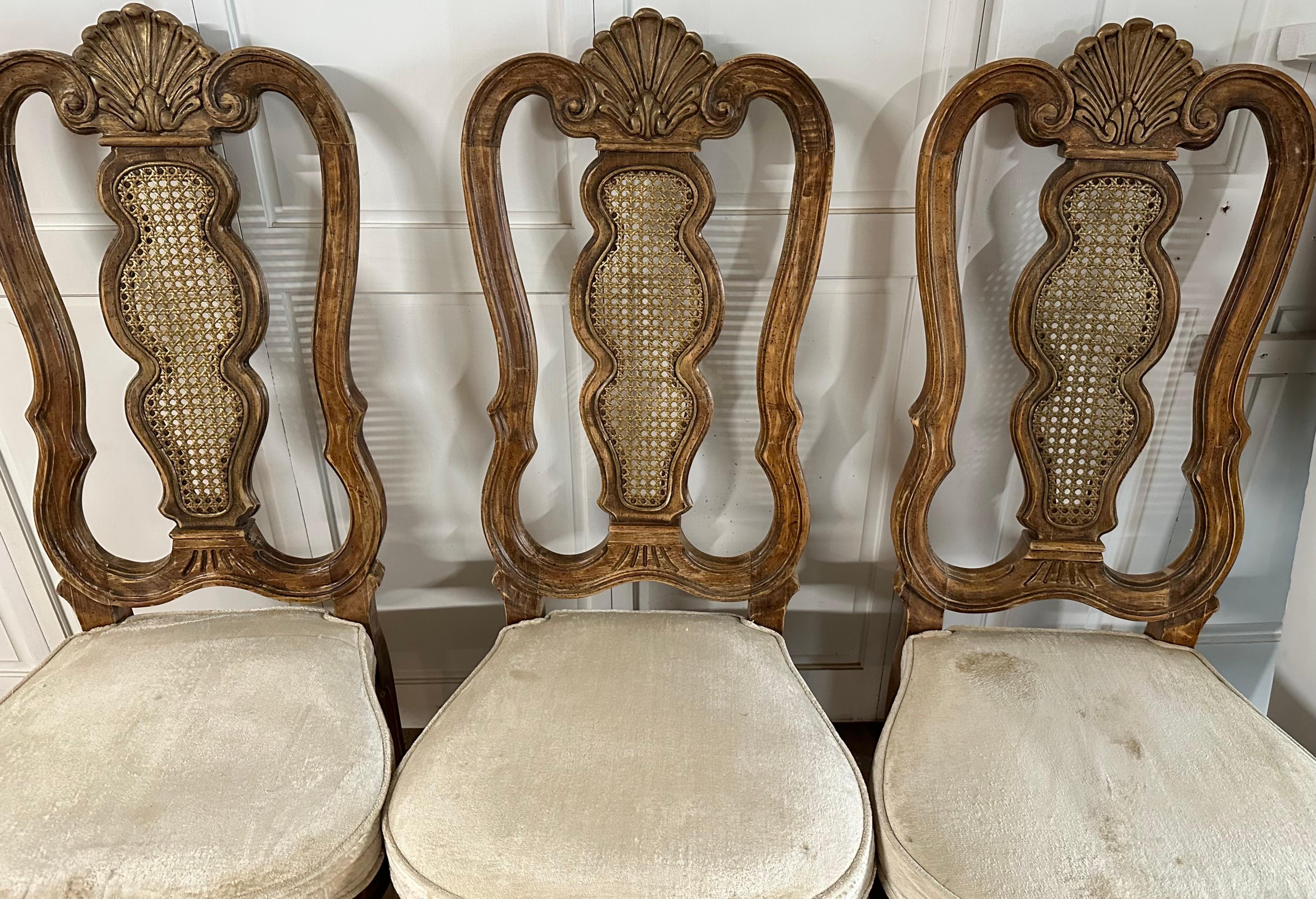 Set of 6 Vintage Italian Baroque Style Dining Room Side Chairs For Sale 8