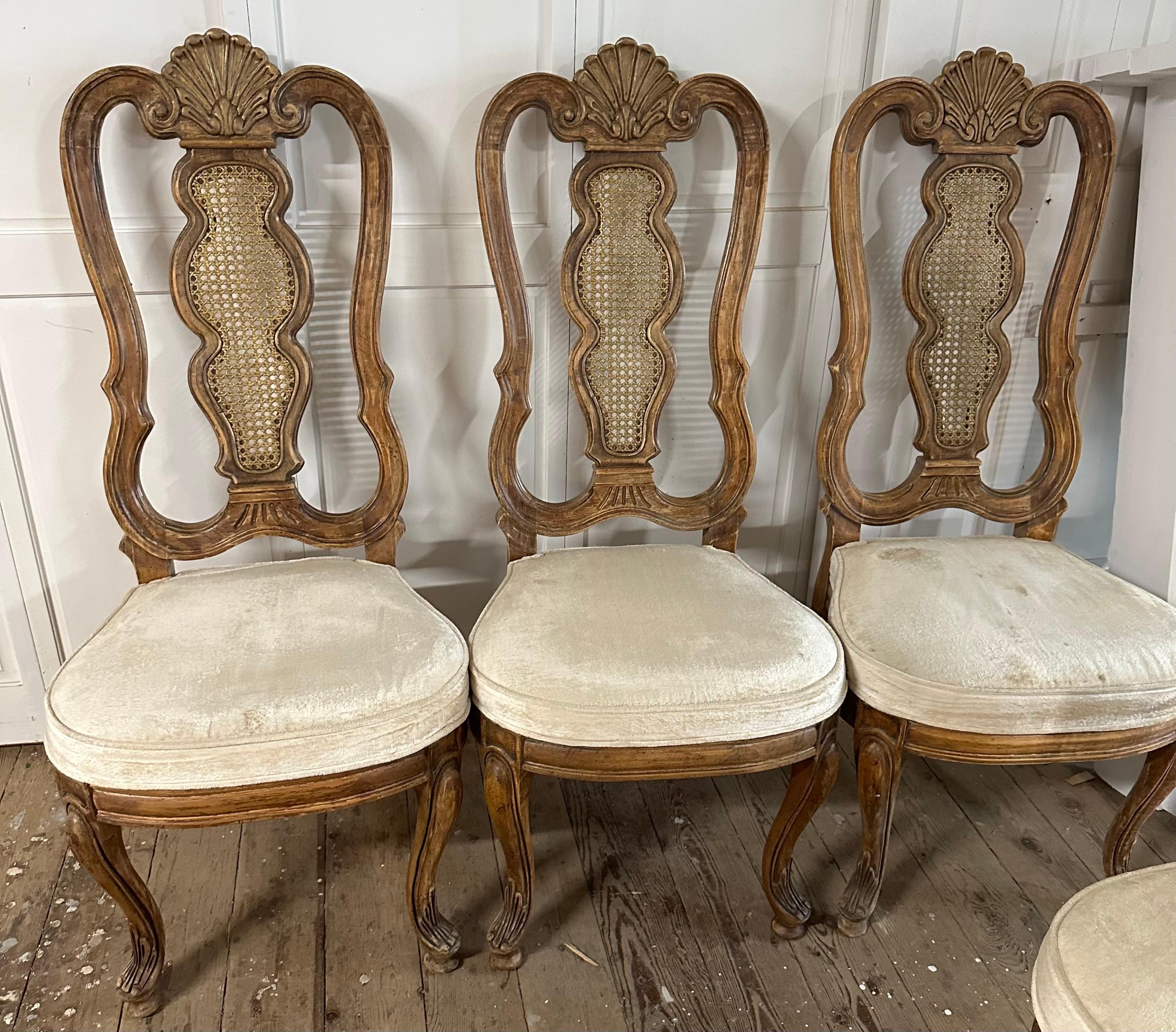 Set of 6 Vintage Italian Baroque Style Dining Room Side Chairs For Sale 9