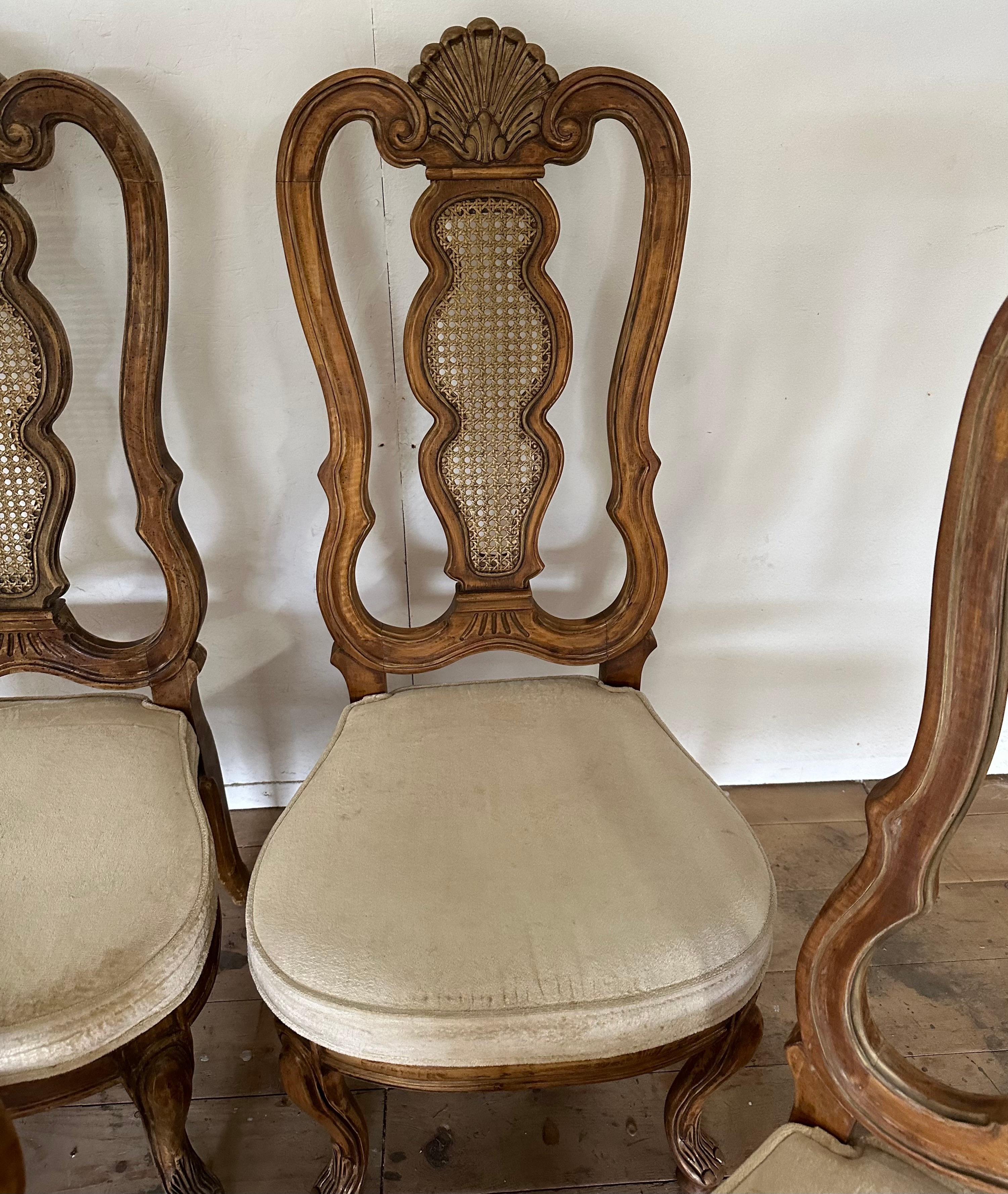 Set of 6 Vintage Italian Baroque Style Dining Room Side Chairs In Good Condition For Sale In Sheffield, MA