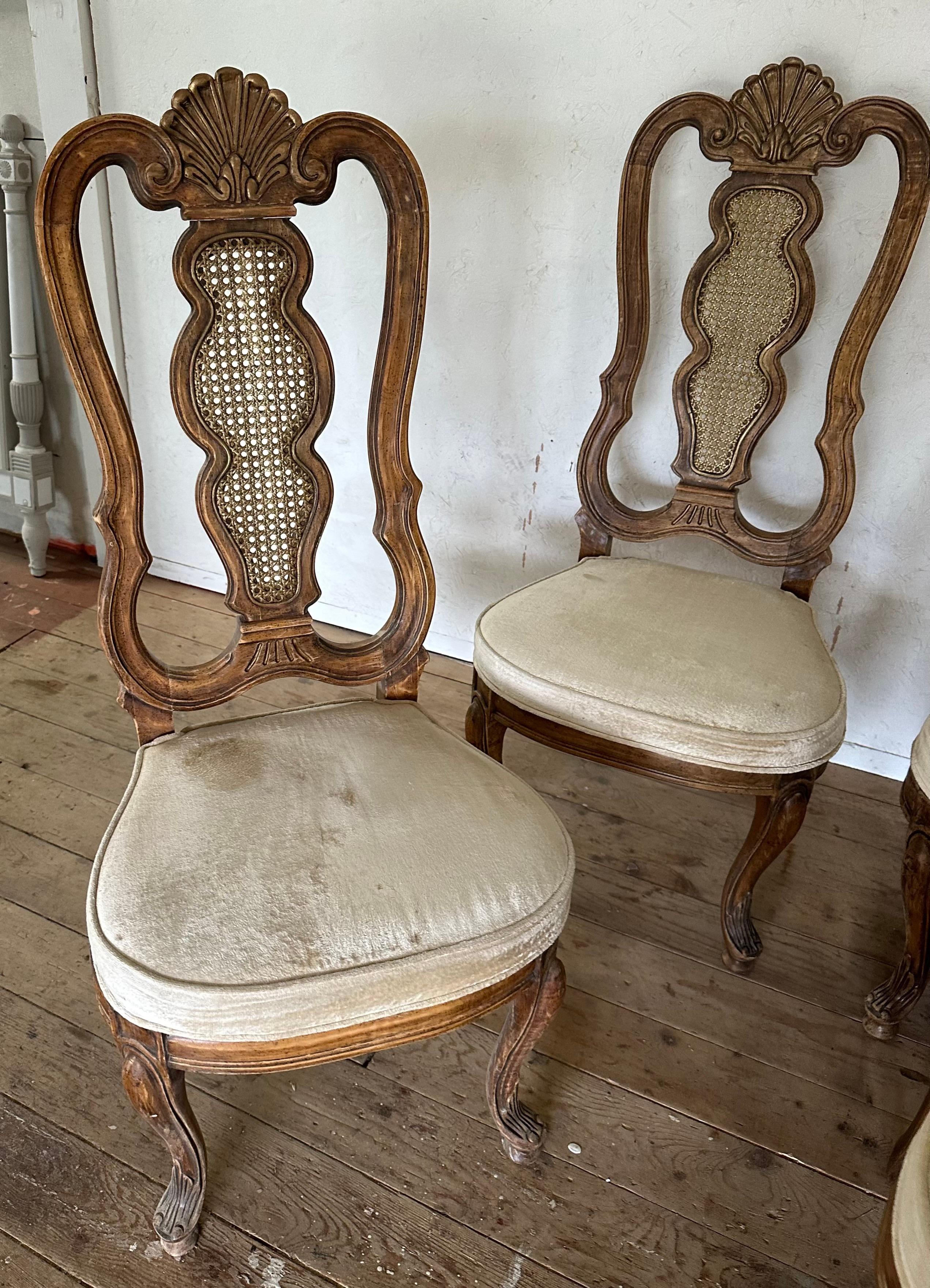 20th Century Set of 6 Vintage Italian Baroque Style Dining Room Side Chairs For Sale