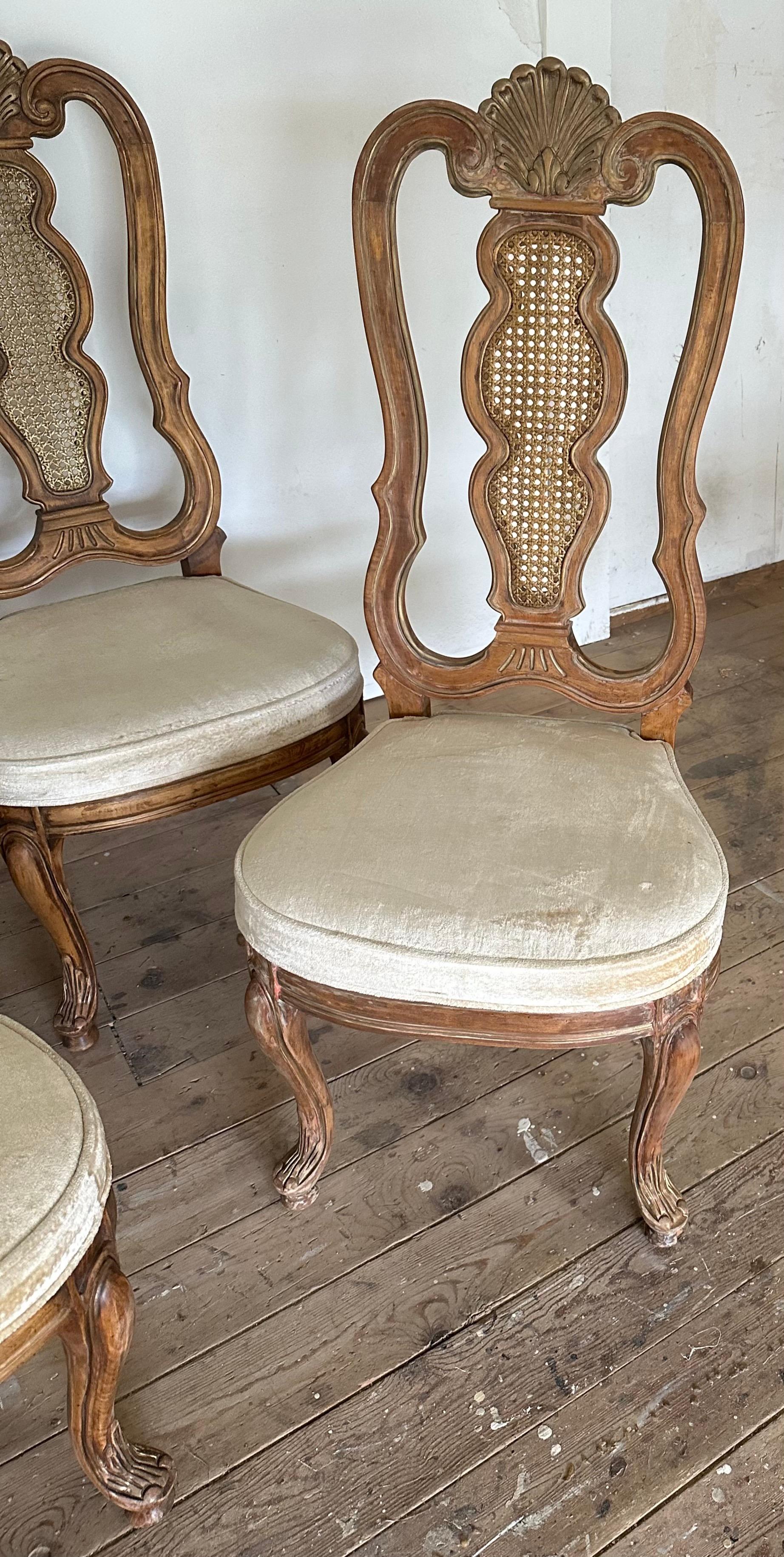 Set of 6 Vintage Italian Baroque Style Dining Room Side Chairs For Sale 1