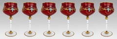 Juego de 6 copas Vintage Italian Glass esmaltadas y doradas de color rojo rubí