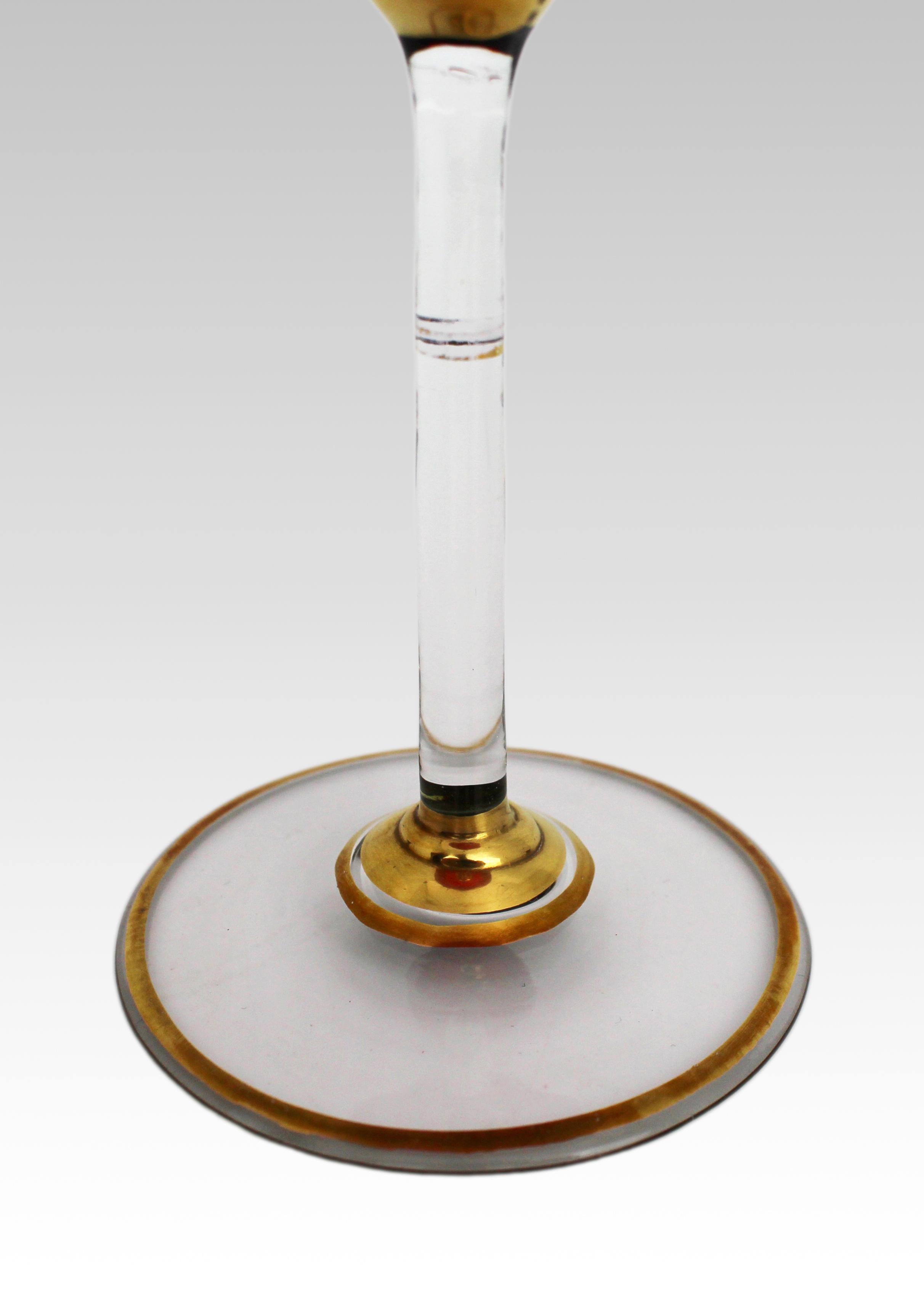 Satz von 6 Vintage Italian Enamelled & Gilt Ruby Red Glaspokale im Angebot 1