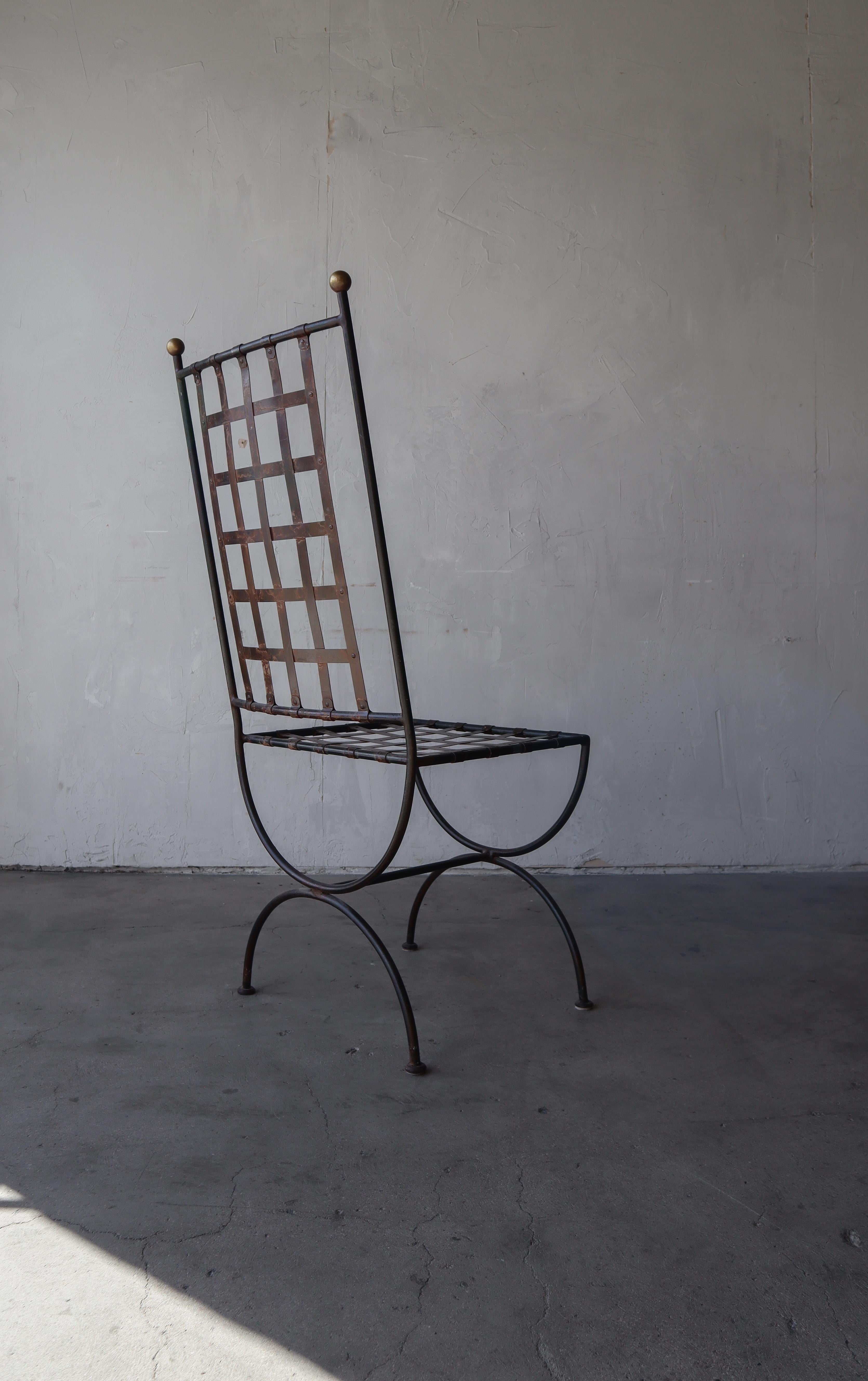 Set of 6 Vintage Italian Iron and Brass Garden Dining Chairs 5
