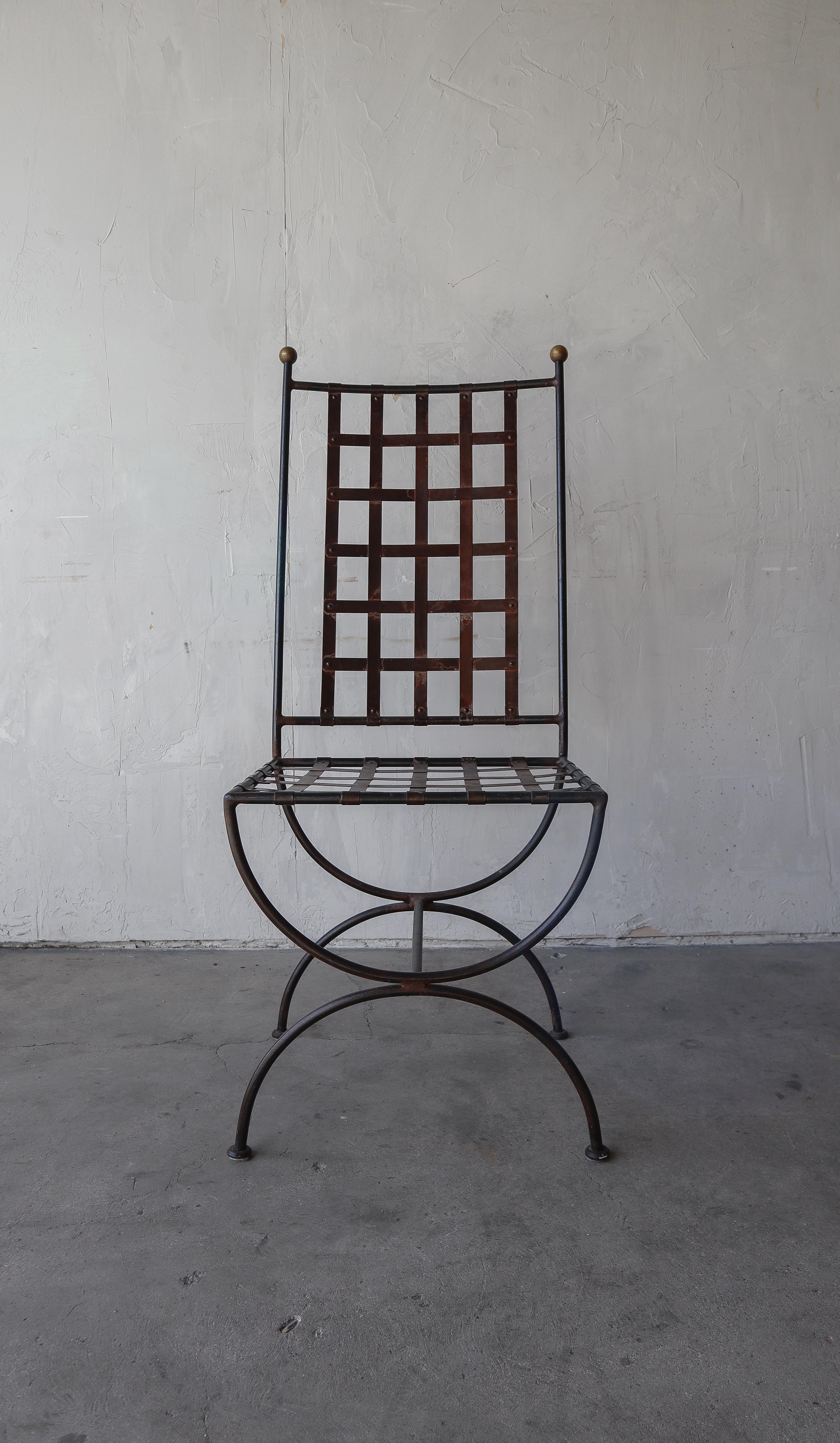 Set of 6 Vintage Italian Iron and Brass Garden Dining Chairs 6