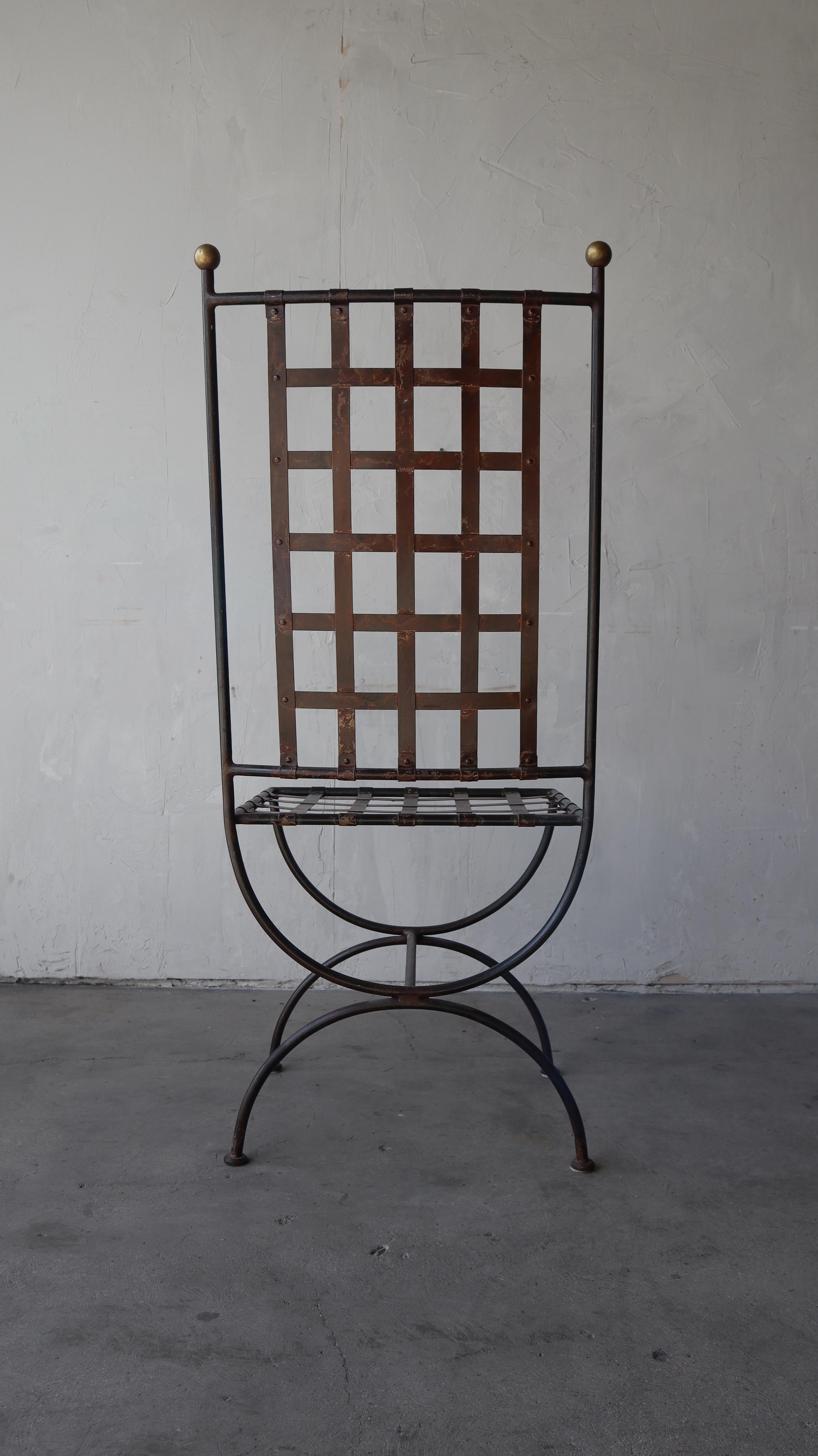 Set of 6 Vintage Italian Iron and Brass Garden Dining Chairs 7
