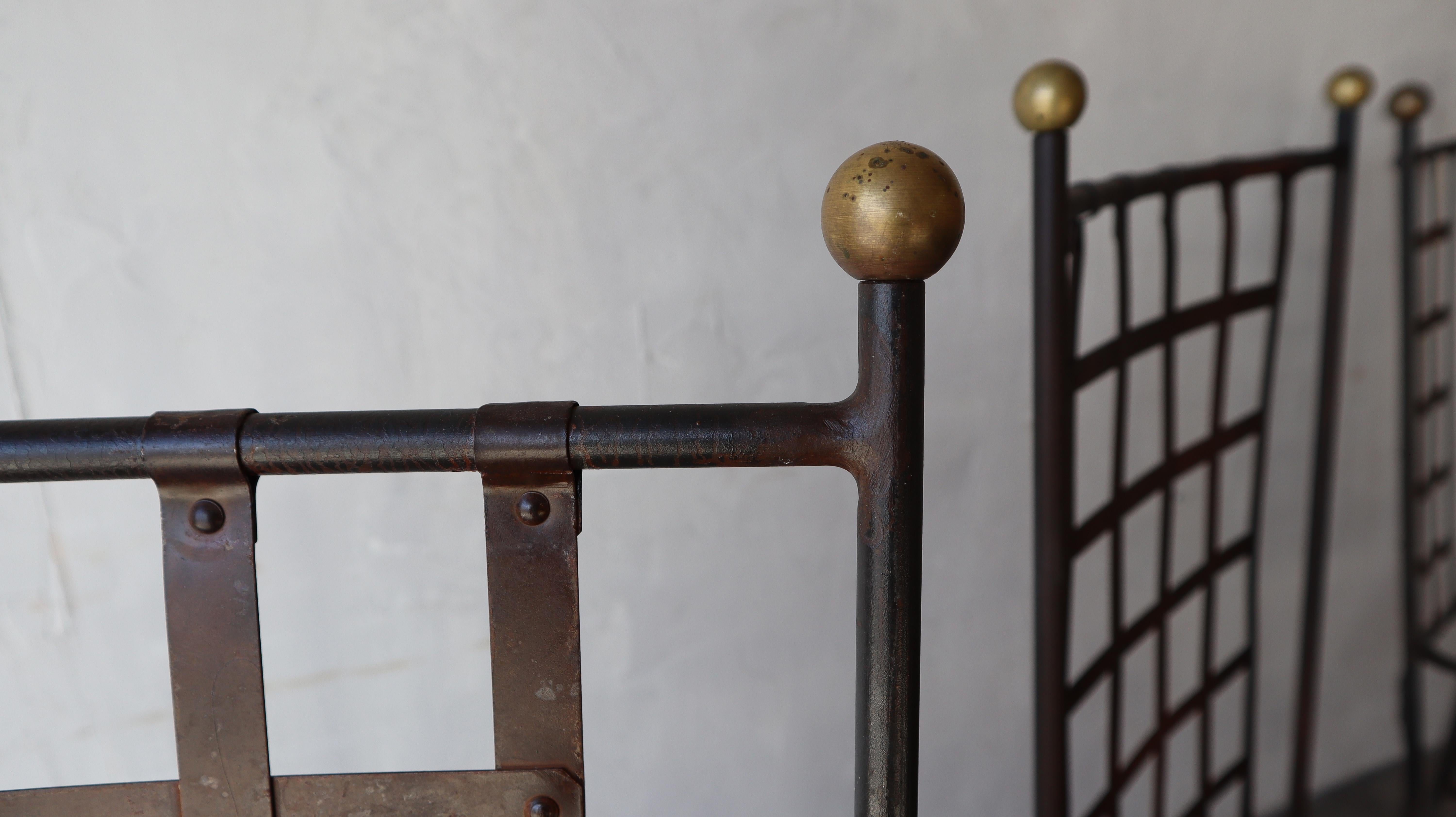 Set of 6 Vintage Italian Iron and Brass Garden Dining Chairs 2