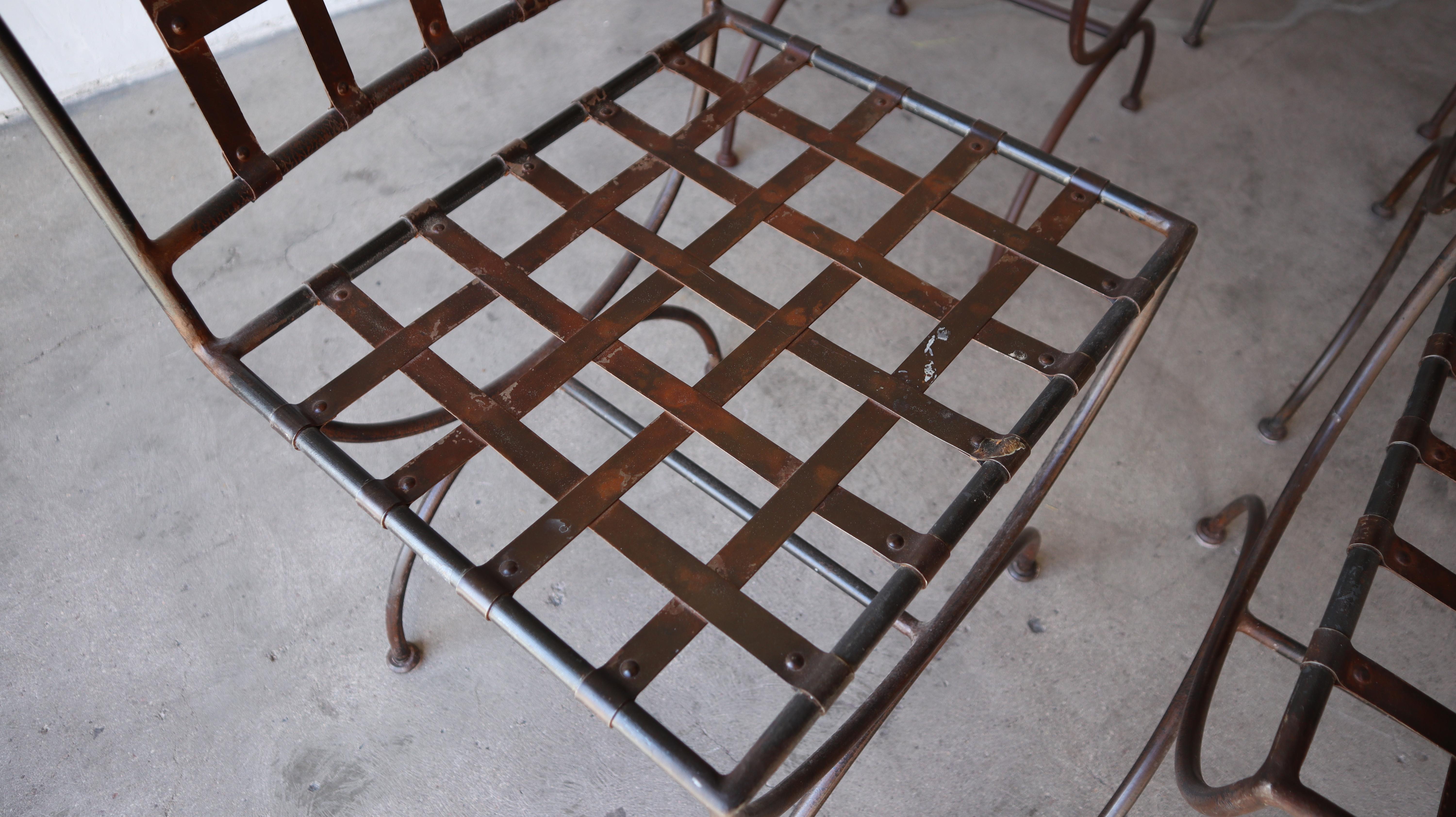 Set of 6 Vintage Italian Iron and Brass Garden Dining Chairs 3
