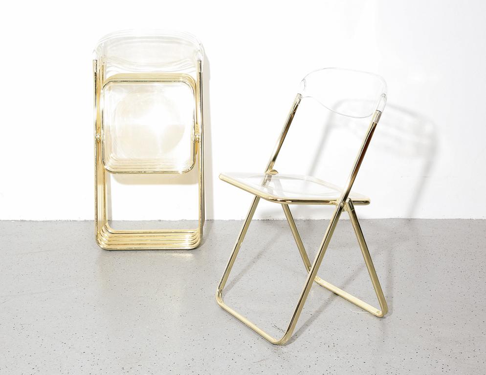 Late 20th Century Set of 6 Vintage Italian Lucite Folding Chairs