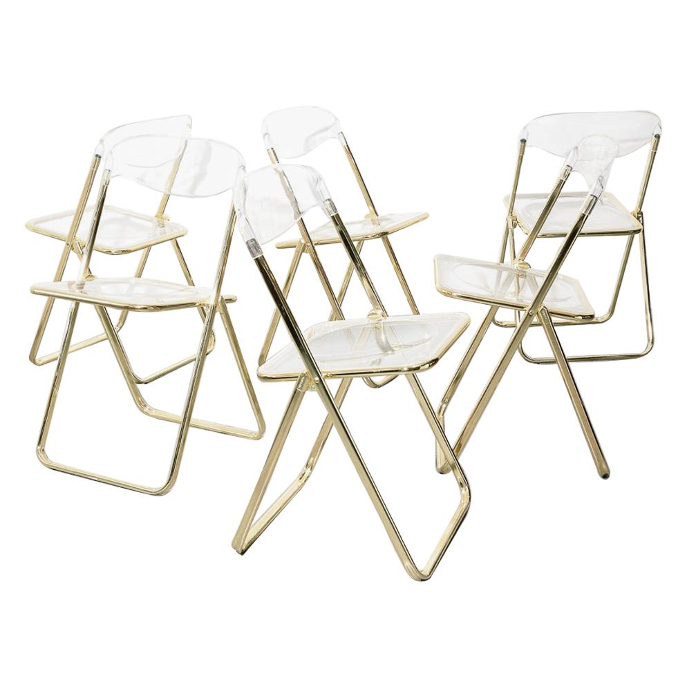 Ensemble de 6 chaises pliantes italiennes vintage en lucite