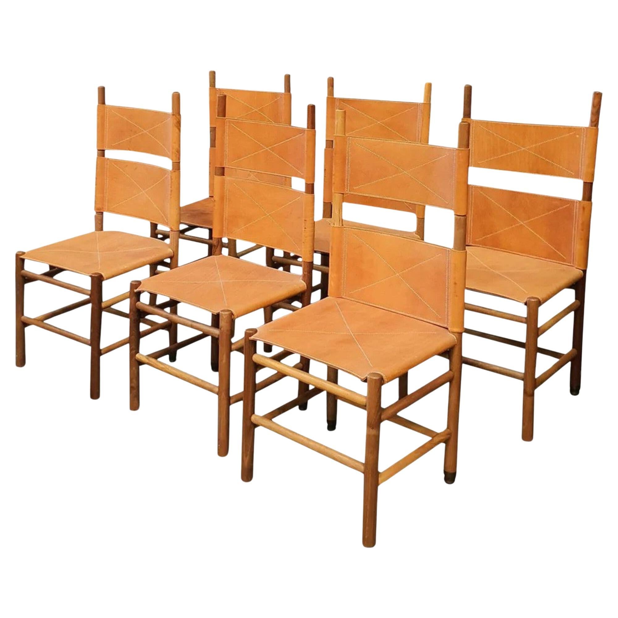 Set of 6 Vintage Kentucky Dining Chairs by Carlo Scarpa for Bernini For Sale
