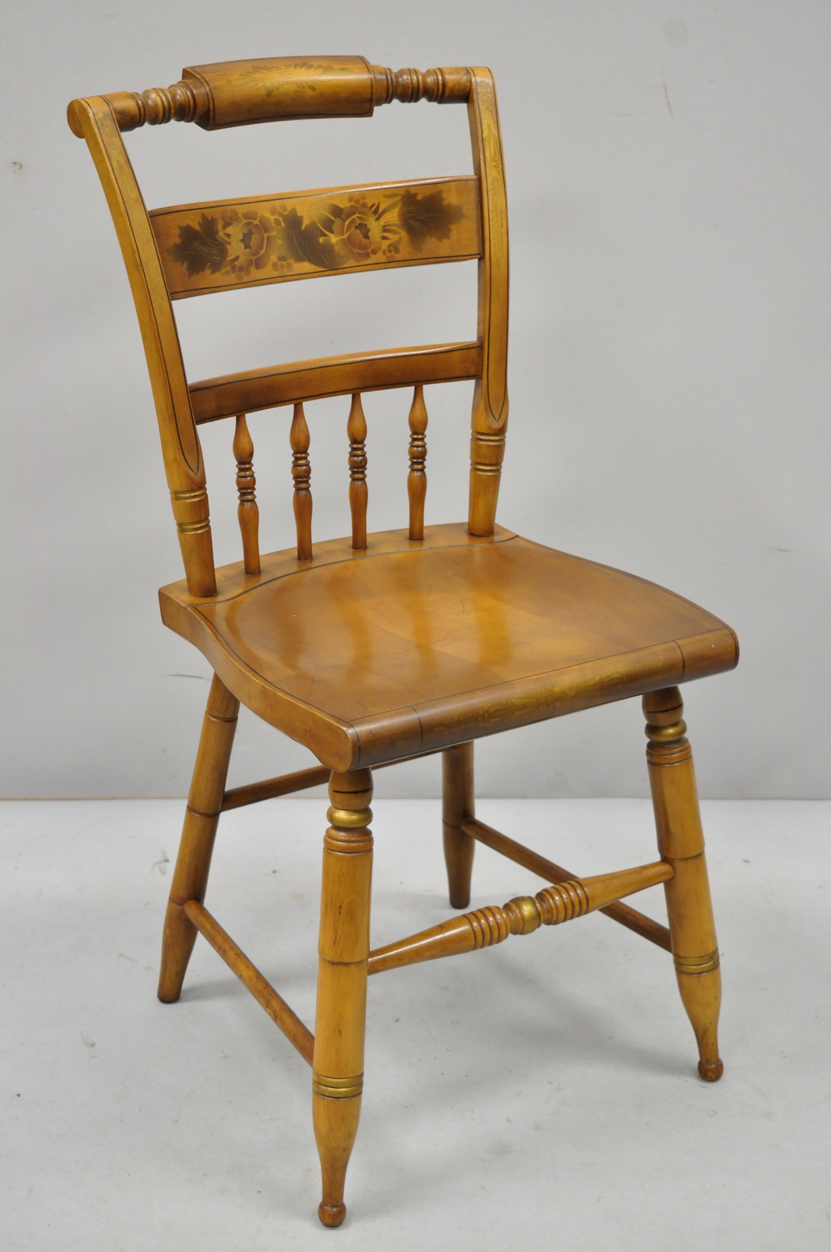 Set of 6 Vintage L. Hitchcock Stenciled Farmhouse Harvest Dining Chairs 1