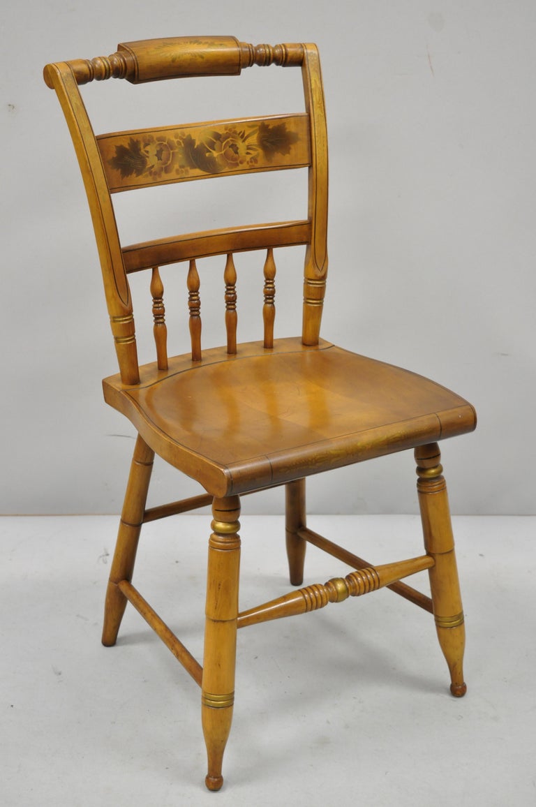 Set of 6 Vintage L. Hitchcock Stenciled Farmhouse Harvest Dining Chairs