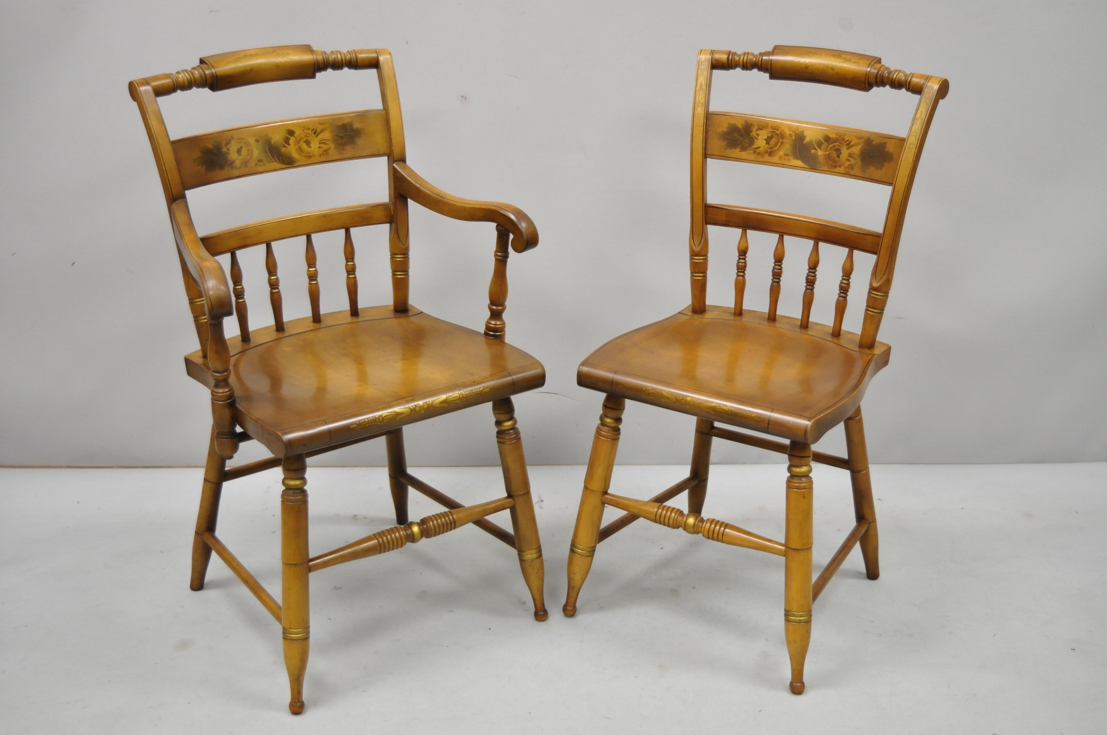Set of 6 Vintage L. Hitchcock Stenciled Farmhouse Harvest Dining Chairs 2