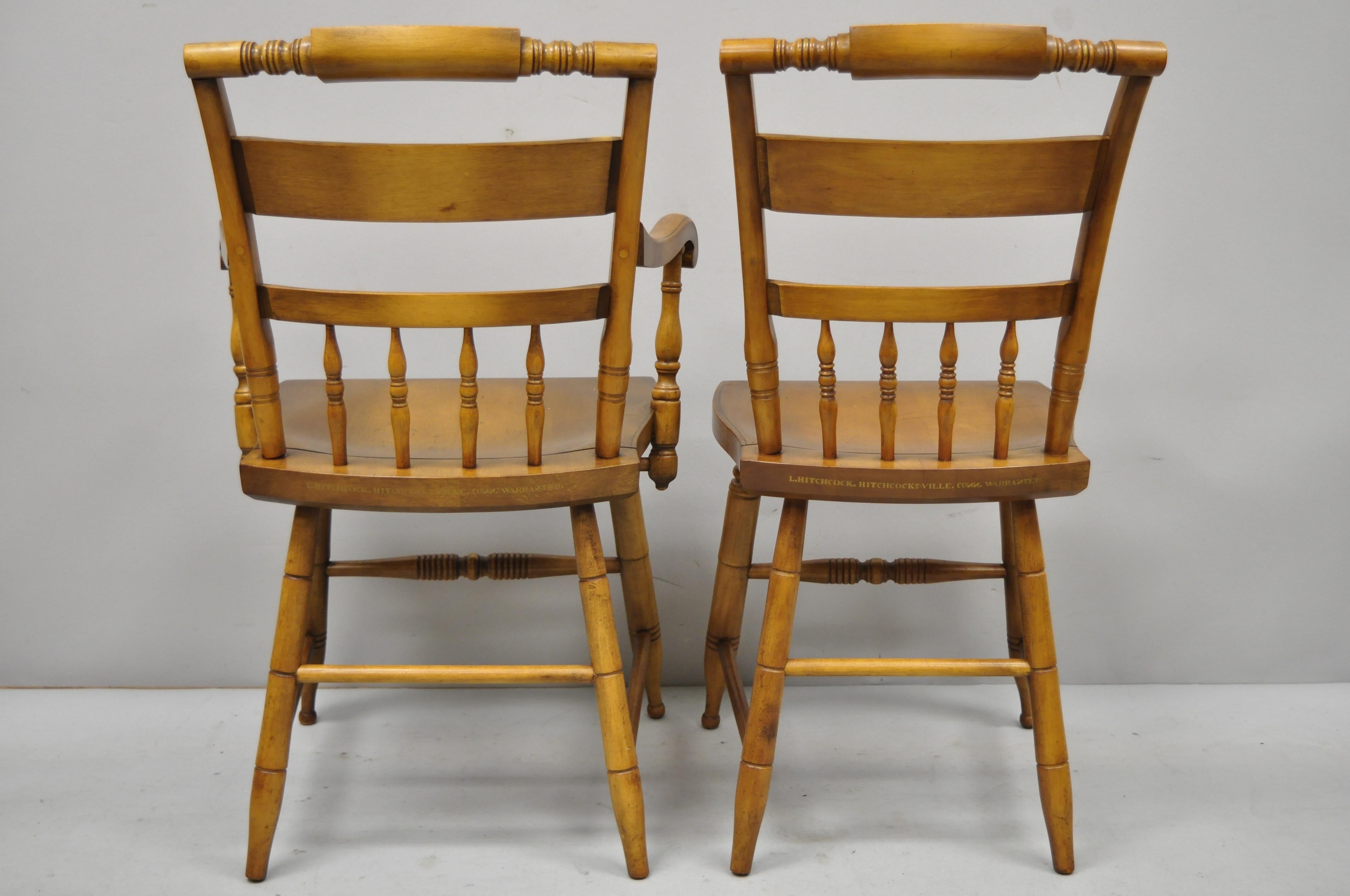 20th Century Set of 6 Vintage L. Hitchcock Stenciled Farmhouse Harvest Dining Chairs