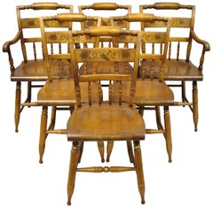 Lot de 6 chaises de salle à manger vintage L. Hitchcock en bois peint au pochoir