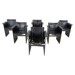 Set of 6 vintage leather armchairs by Arrben Italy, 1970s 