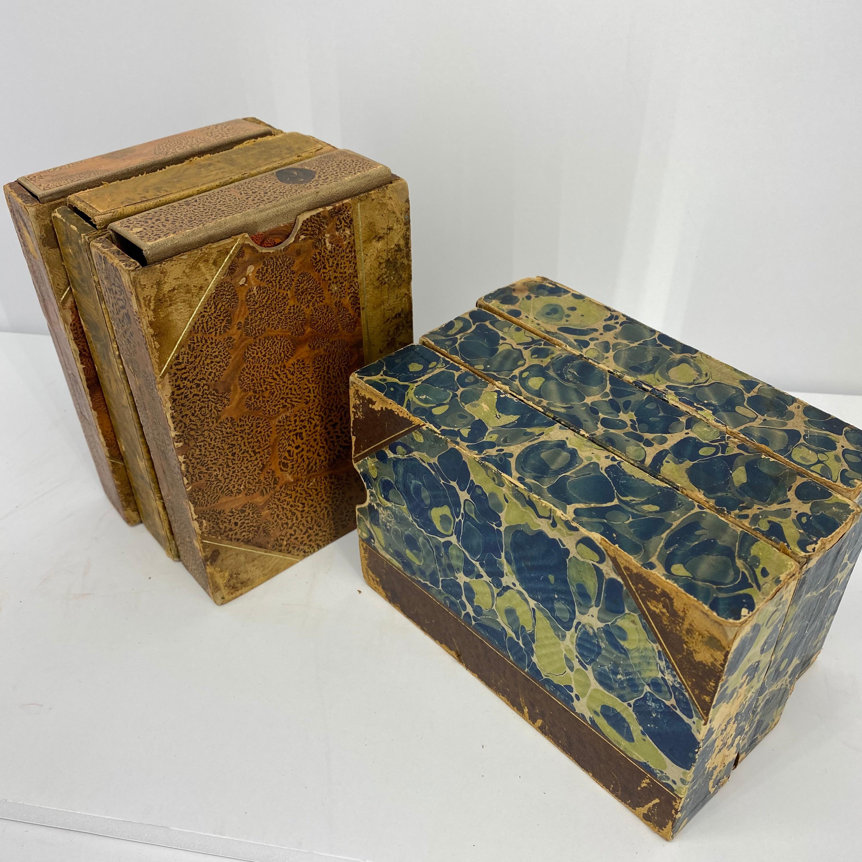 20th Century Set of 6 Vintage Leather Bound Book Boxes
