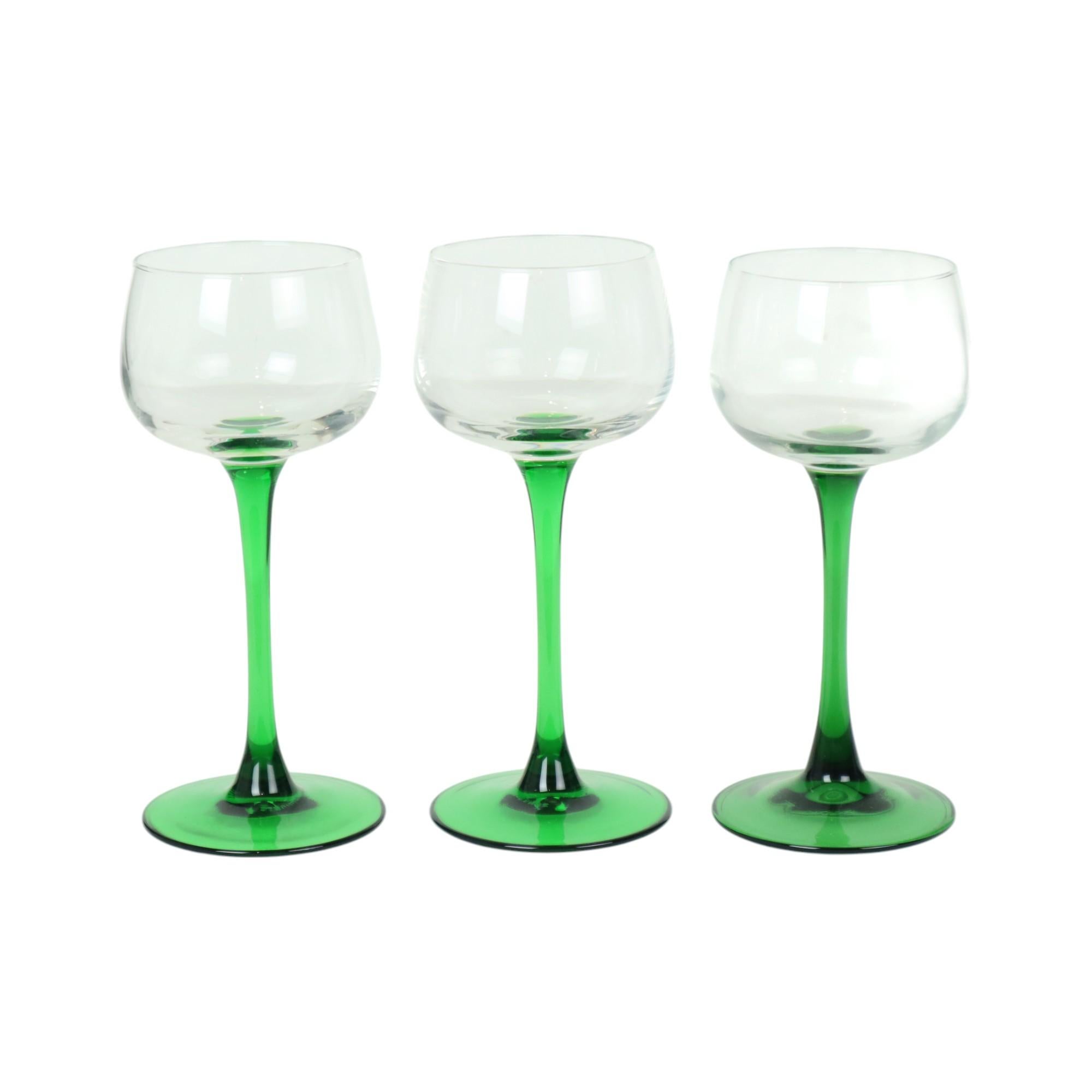 Vetro Set di 6 bicchieri da vino vintage Luminarc Alsace con base verde stretta in vendita
