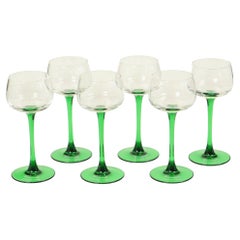 Set of 6 Vintage Luminarc Vins Moselle Wine Glasses Green