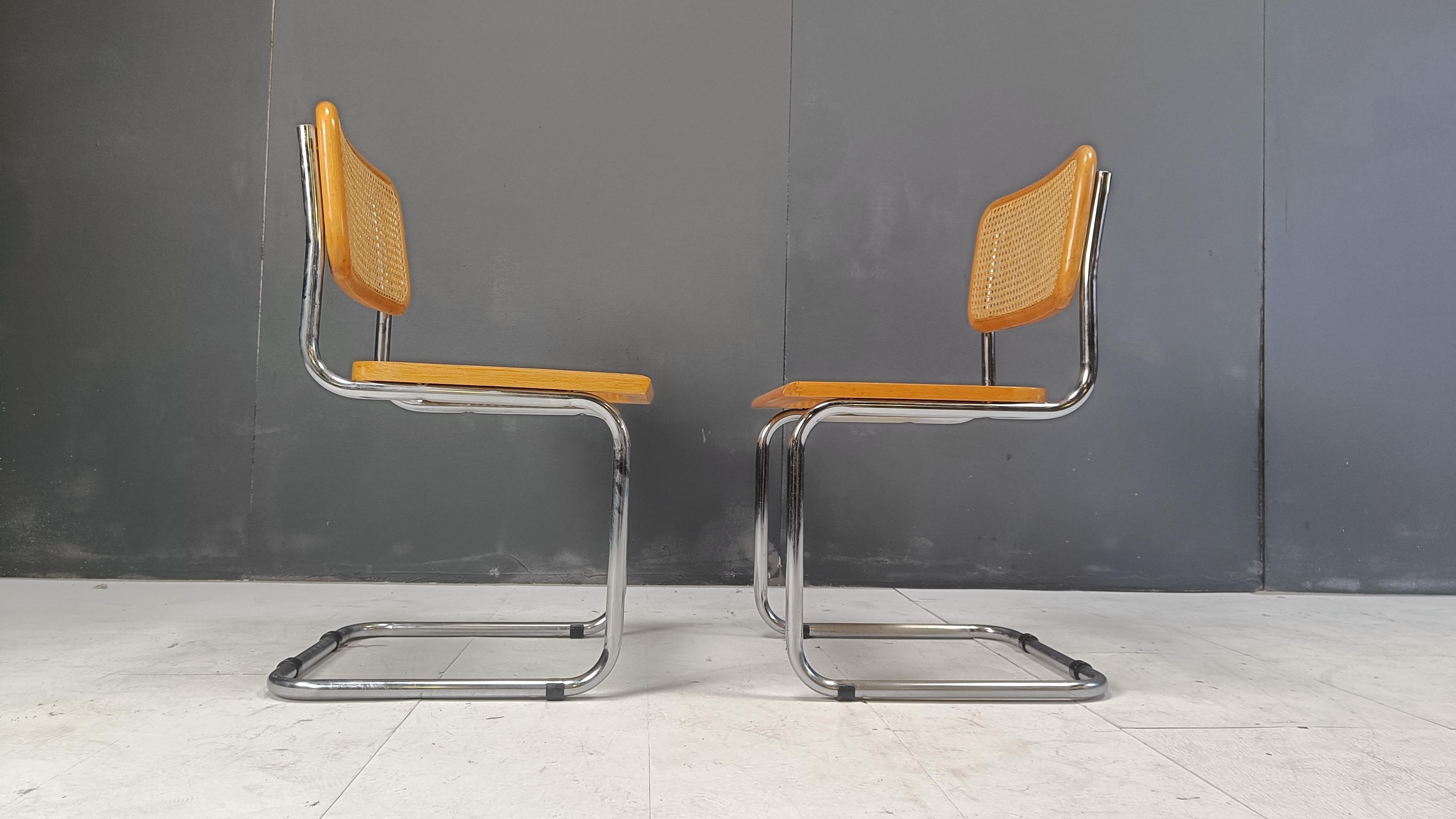 Set of 6 vintage Marcel Breuer style Cesca chairs, made in italy, 1970s 3