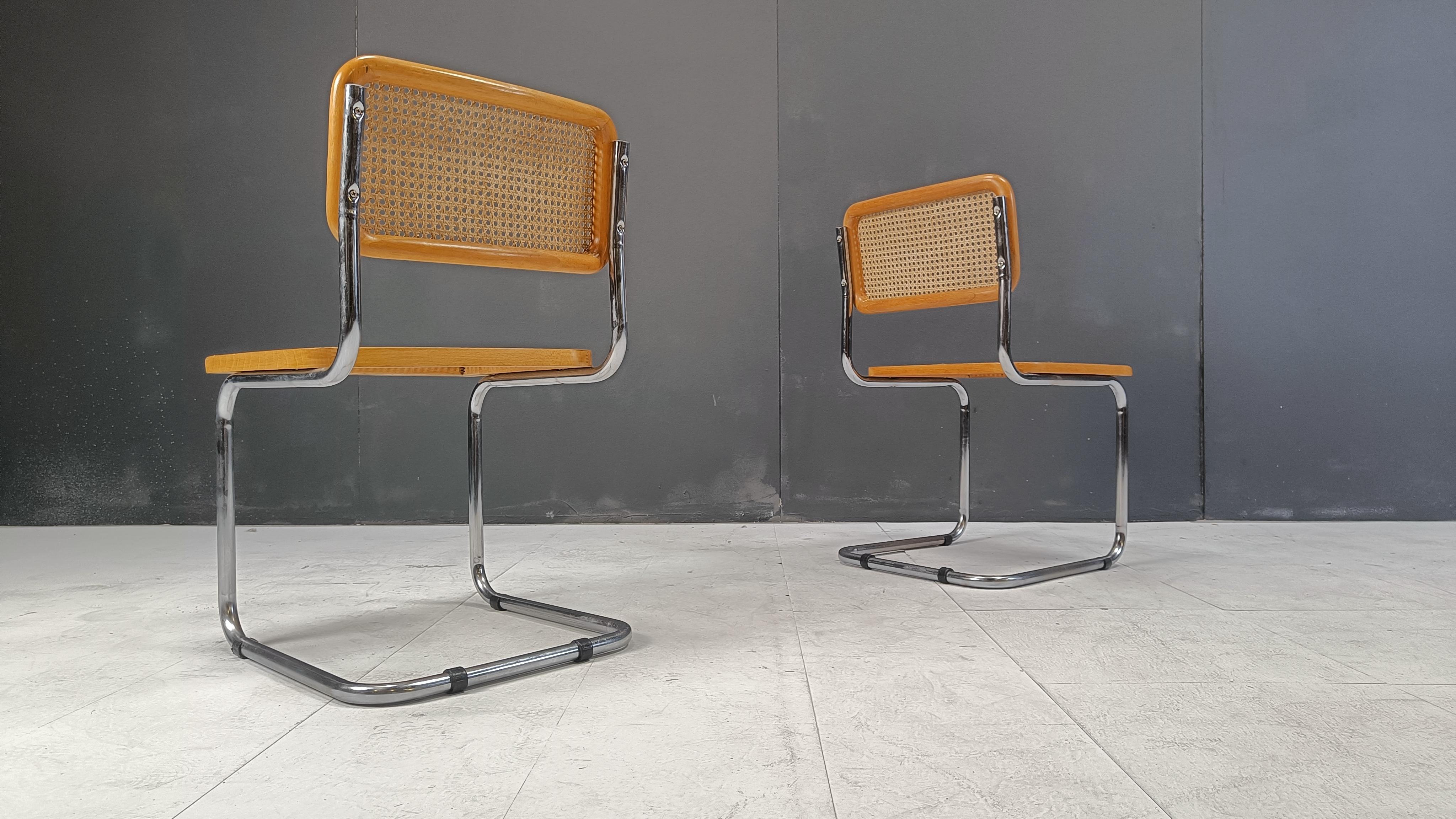 Set of 6 vintage Marcel Breuer style Cesca chairs, made in italy, 1970s 4