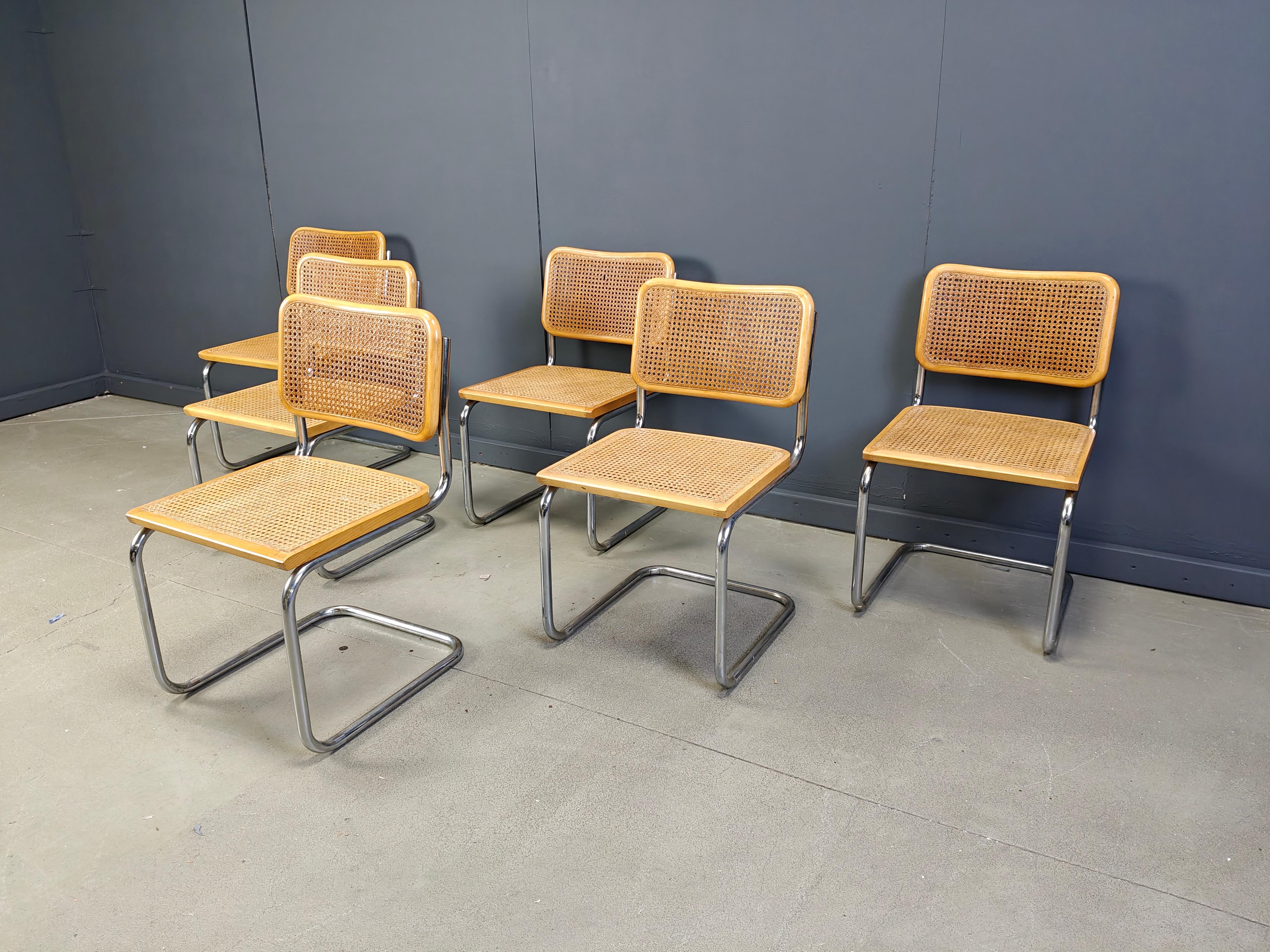 Fine XX secolo Set di 6 sedie vintage in stile Marcel Breuer, made in italy, anni '70 in vendita